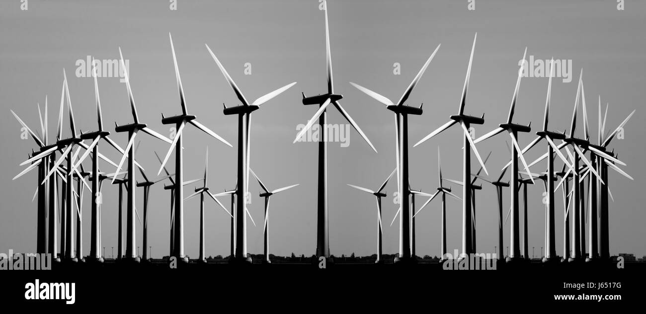 technische Energie macht Strom Strom Wind Energie Wind Motor Stockfoto