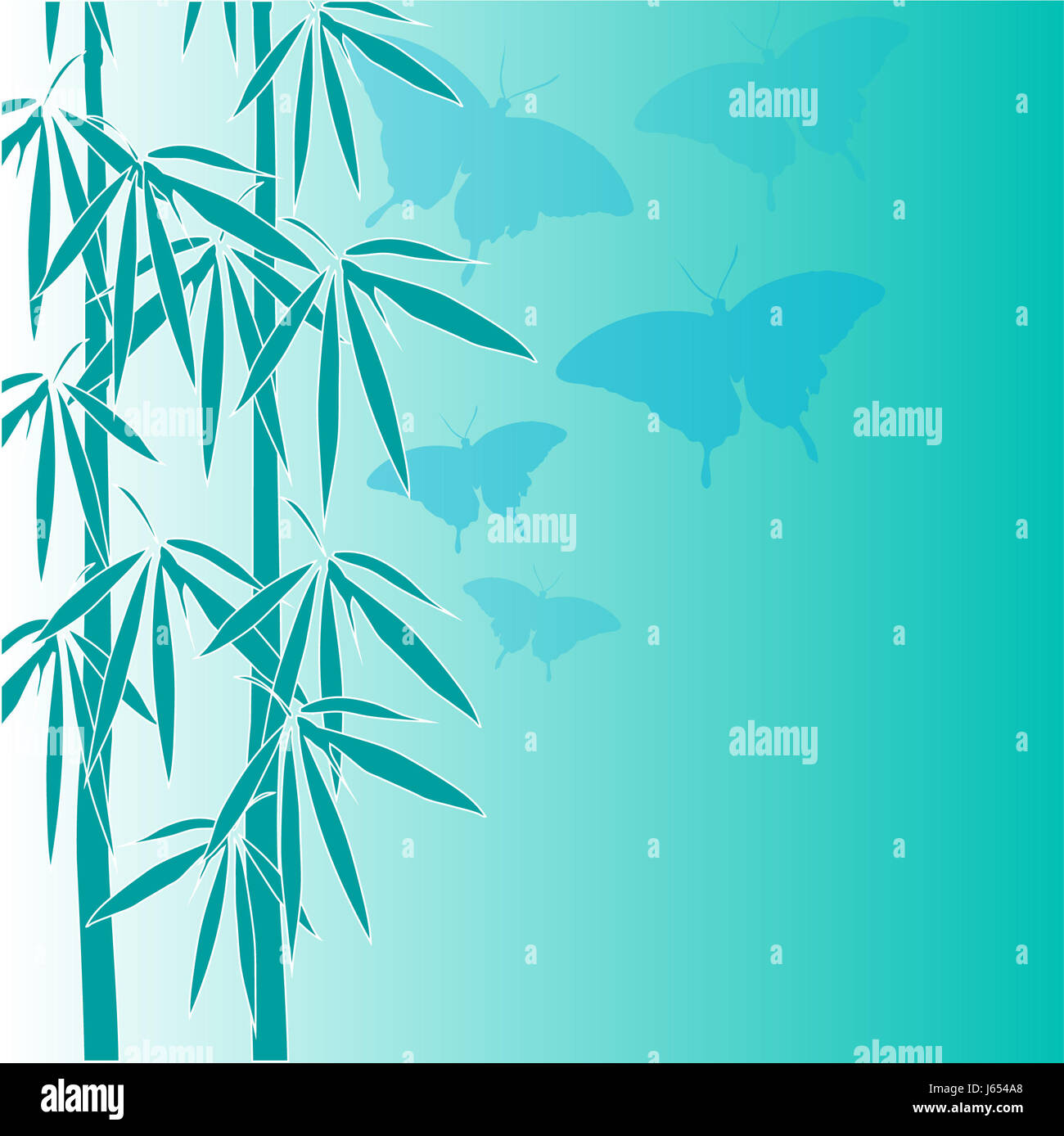 Asien Schmetterling Abbildung tropischen türkisfarbenen Hintergrund Hintergrund Bambuspflanze Stockfoto