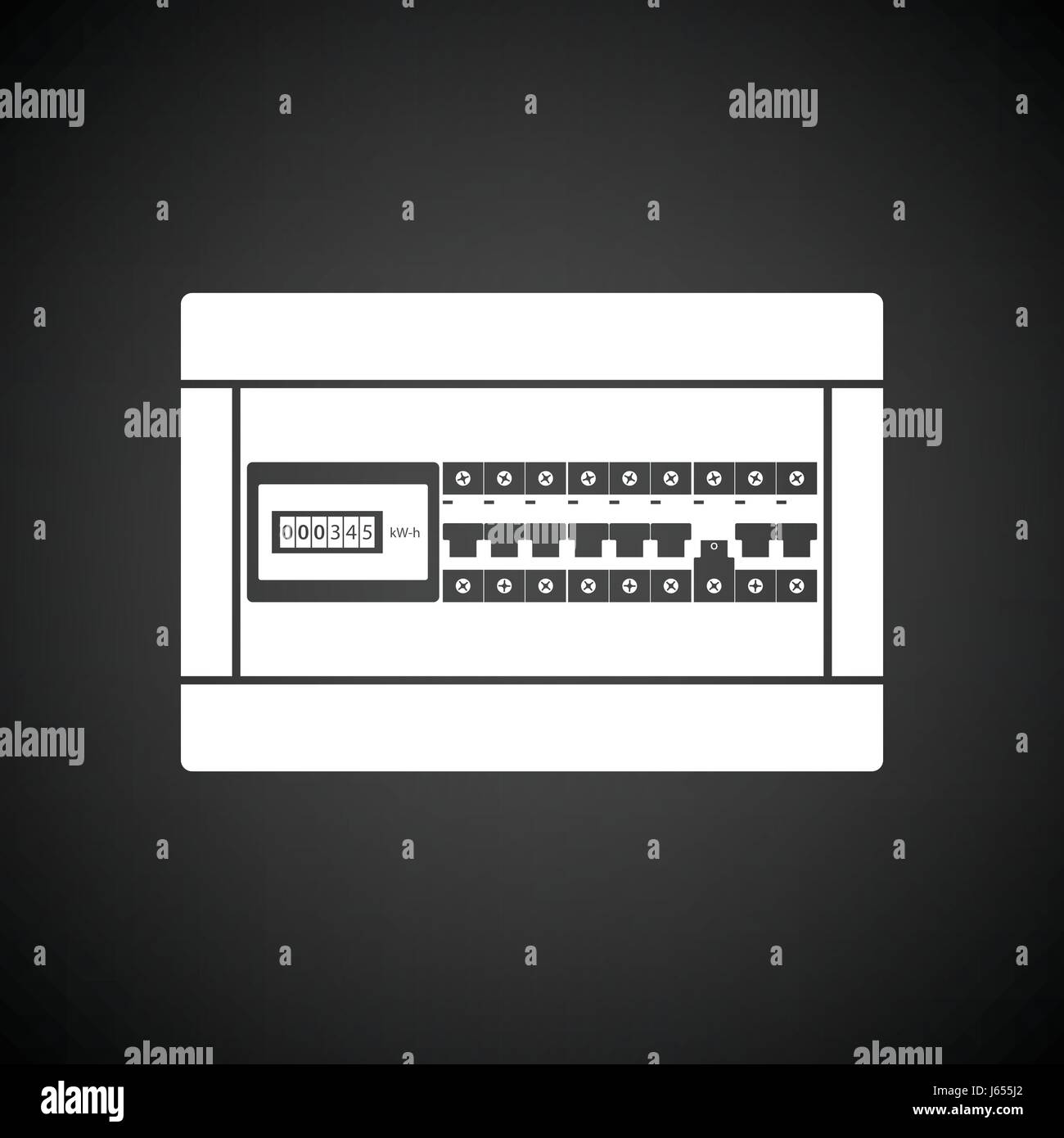 Leistungsschalter Feld Symbol. Schwarzer Hintergrund mit weißen. Vektor-Illustration. Stock Vektor