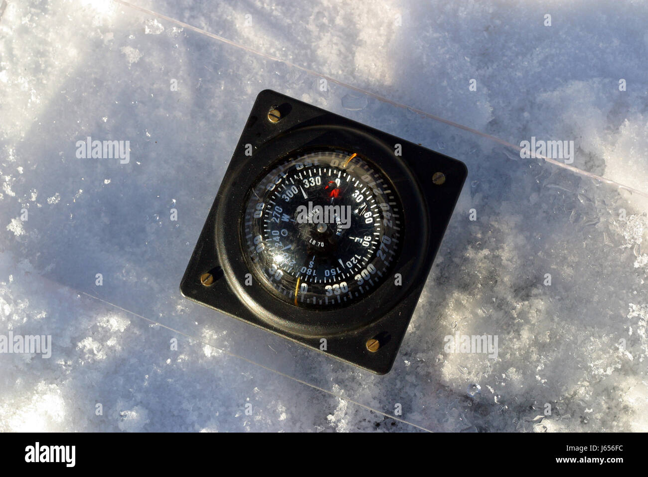 Tauchen, Orientierung, Instrumente, Kompass, Winter, Kälte, Eis, Schnee Stockfoto