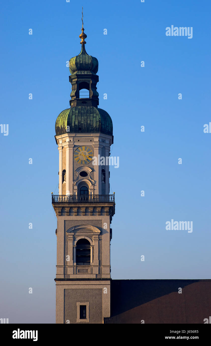 historische Bayern Kirchturm Kirchen Emblem Kirche-Uhr Gebäude historische Stockfoto