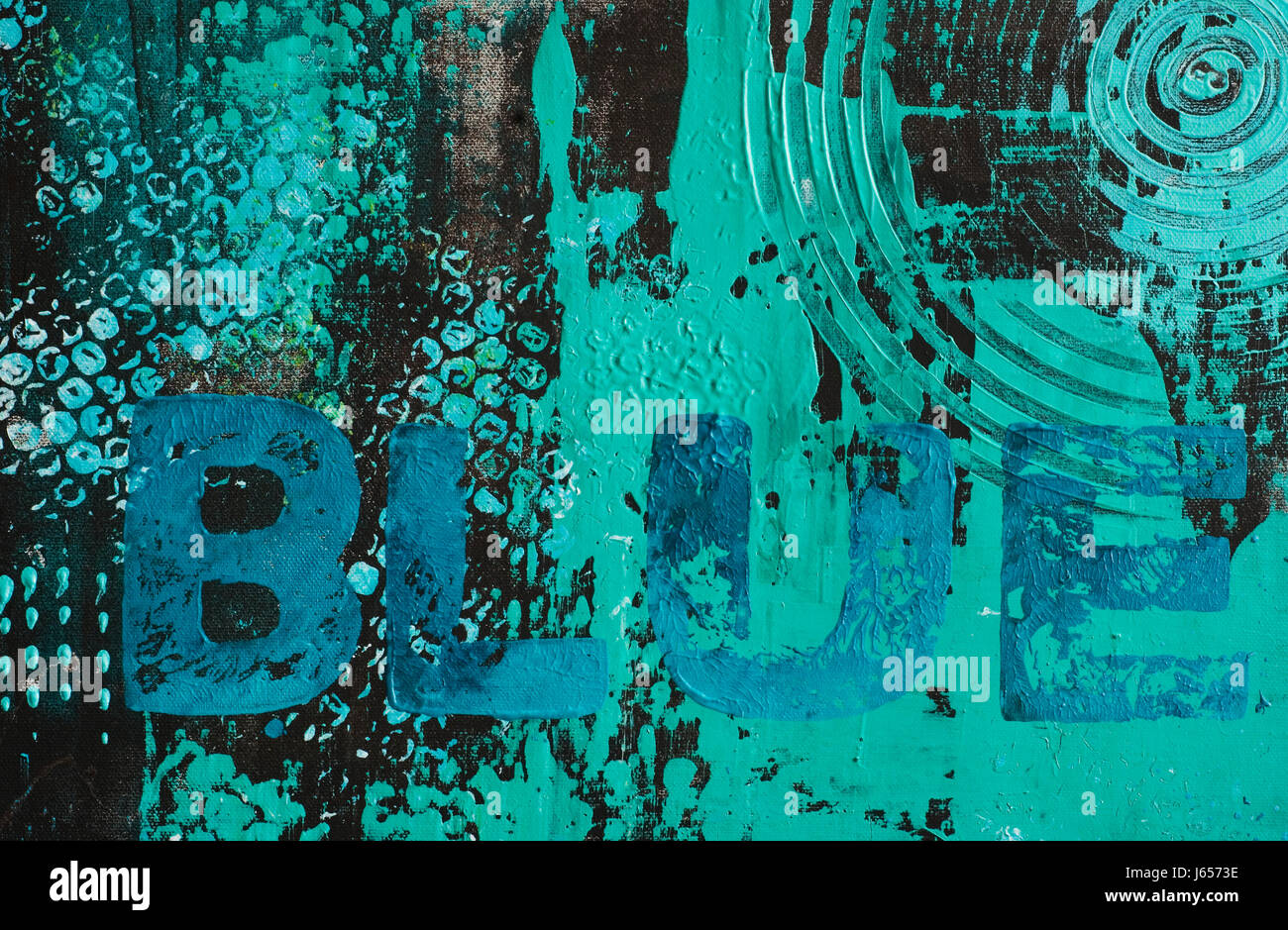 blaue Kunst Malerei abstrakte Farbe Hintergrund Hintergrund Farbe Blau WordArt Stockfoto