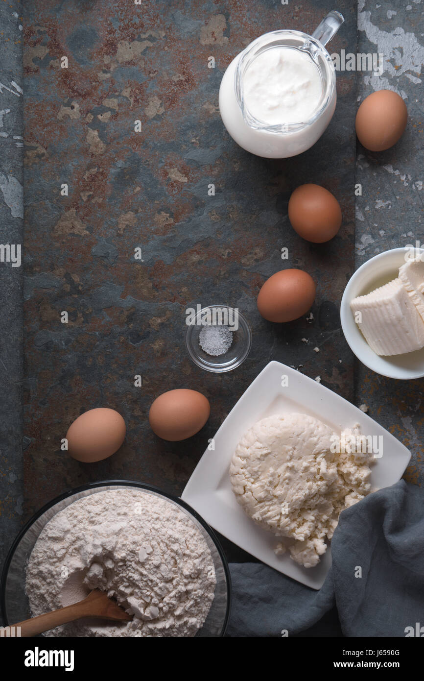 Rezept für einen georgischen Gericht Khachapuri Freiraum diagonal Stockfoto