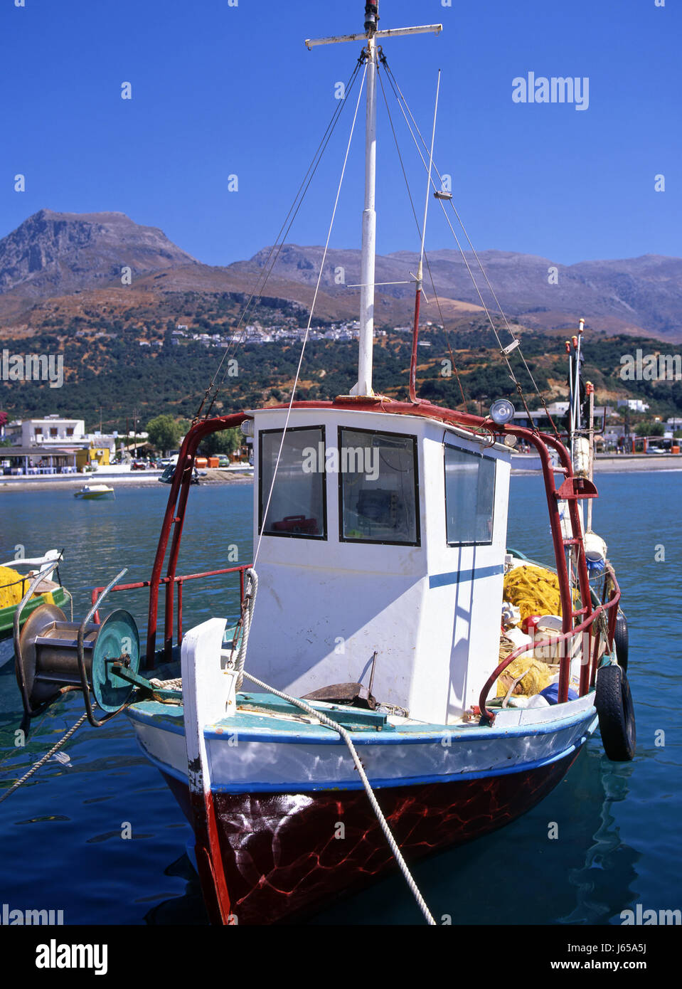 Reisen Sie Griechenland griechische Schwimmer Angeln Boot nautischen Salzwasser Meerwasser Ozean Stockfoto