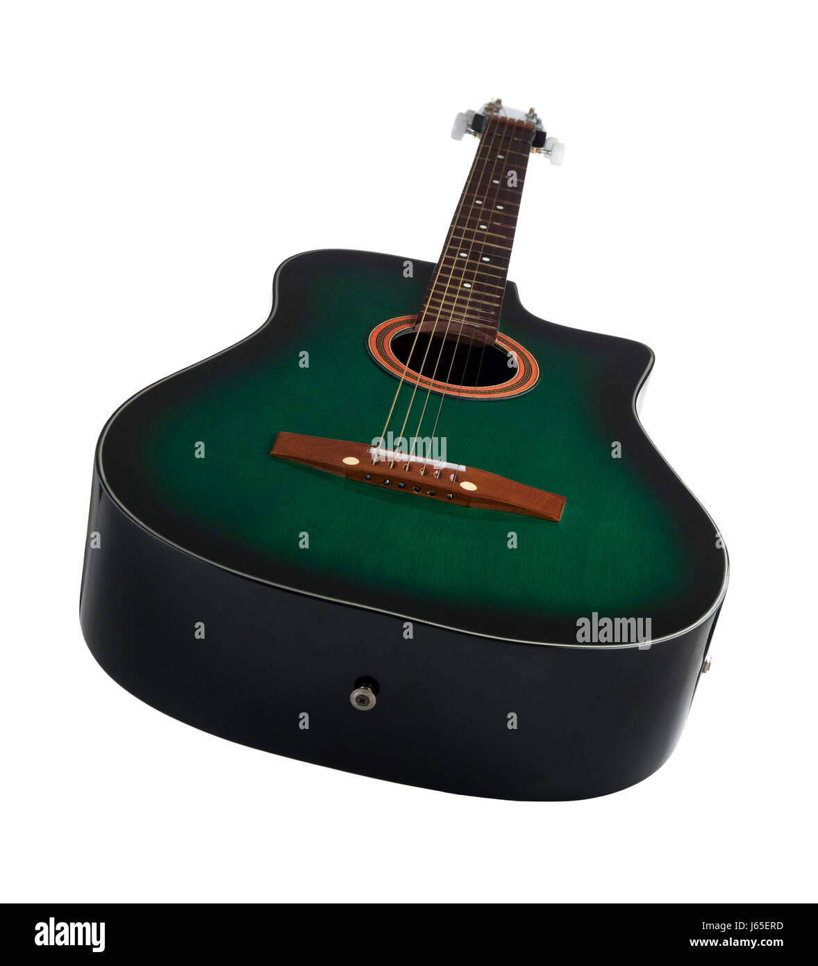 isolierten musikalischen grünen Gitarre Saiteninstrument Packthreads akustische Maßnahme Stockfoto