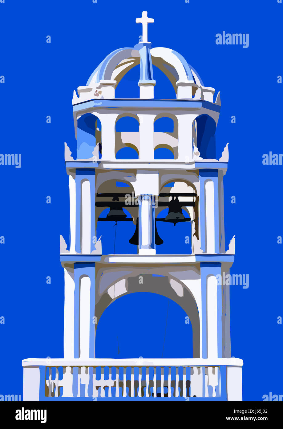 Blaue Reise Kirche Griechenland griechische Glocke Ring blaue Reisen Detail Religion religiös Stockfoto
