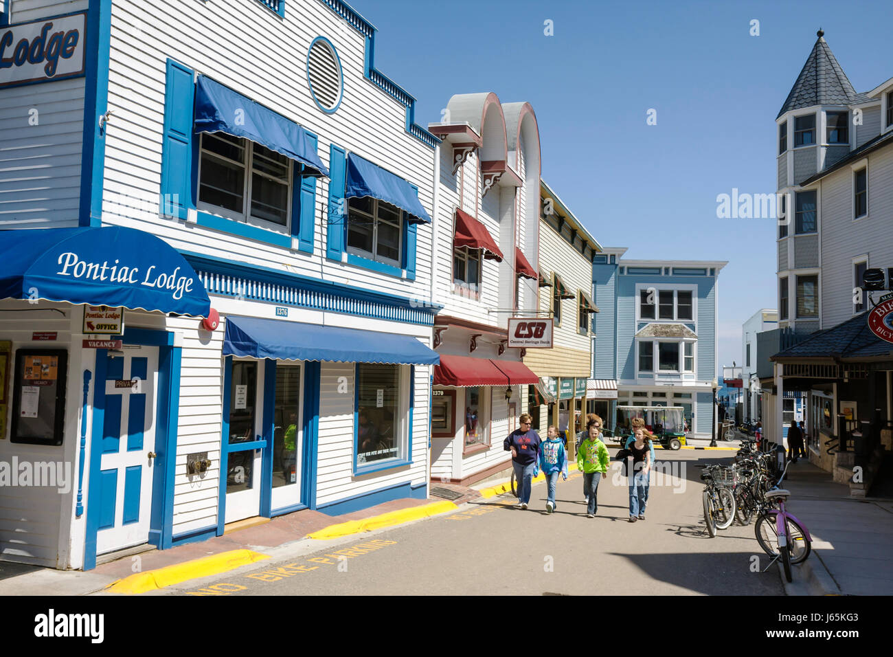 Mackinac Island Michigan, Historic State Parks Park Mackinaw, Straits of, Lake Huron, French Lane, Shopping Shopper Shopper Shopper Shop Shops Market Buying Selli Stockfoto