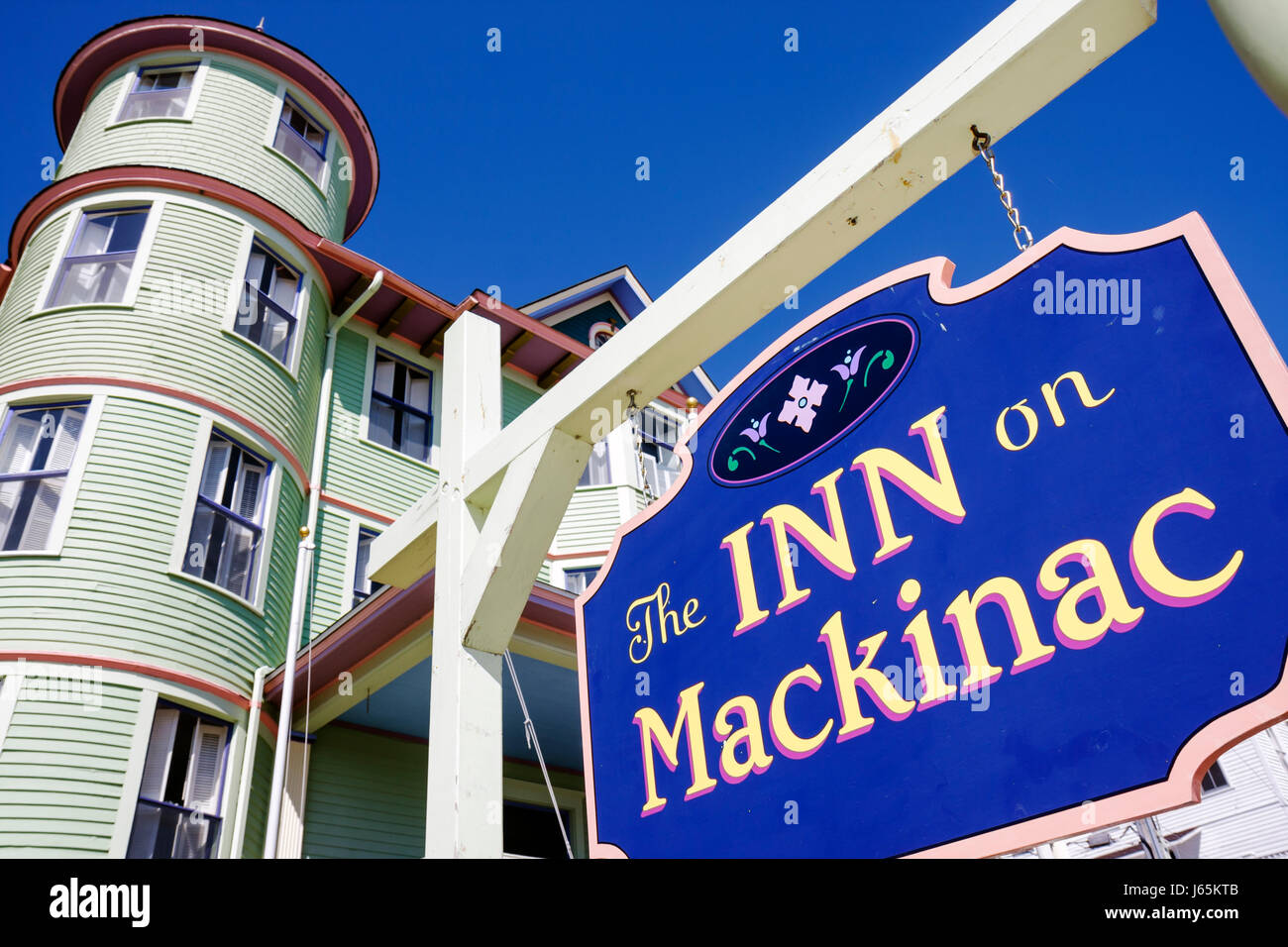 Mackinac Island Michigan, Historic State Parks Park Mackinaw, Straits of, Lake Huron, Main Street, The Inn, auf Mackinac, erbaut 1867, viktorianisches Sommerhotel, Ho Stockfoto