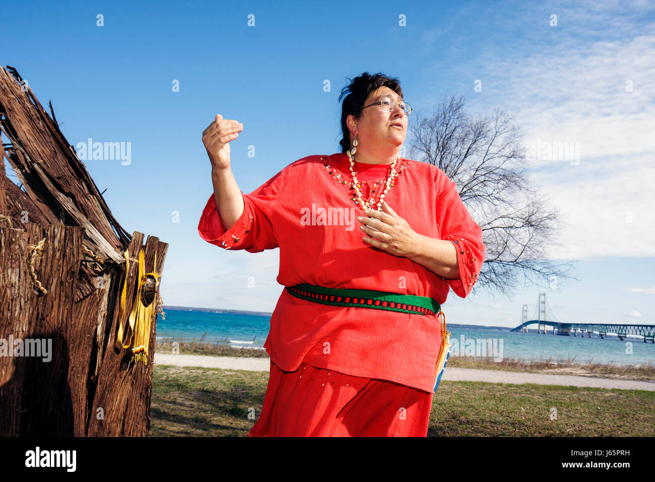 Michigan, MI, mich, Upper Midwest, Mackinaw City, Mackinac Historic State Parks Park, Straße von Mackinac, Lake Huron, Fort, Colonial Michilimackinac, Odawa Nat Stockfoto