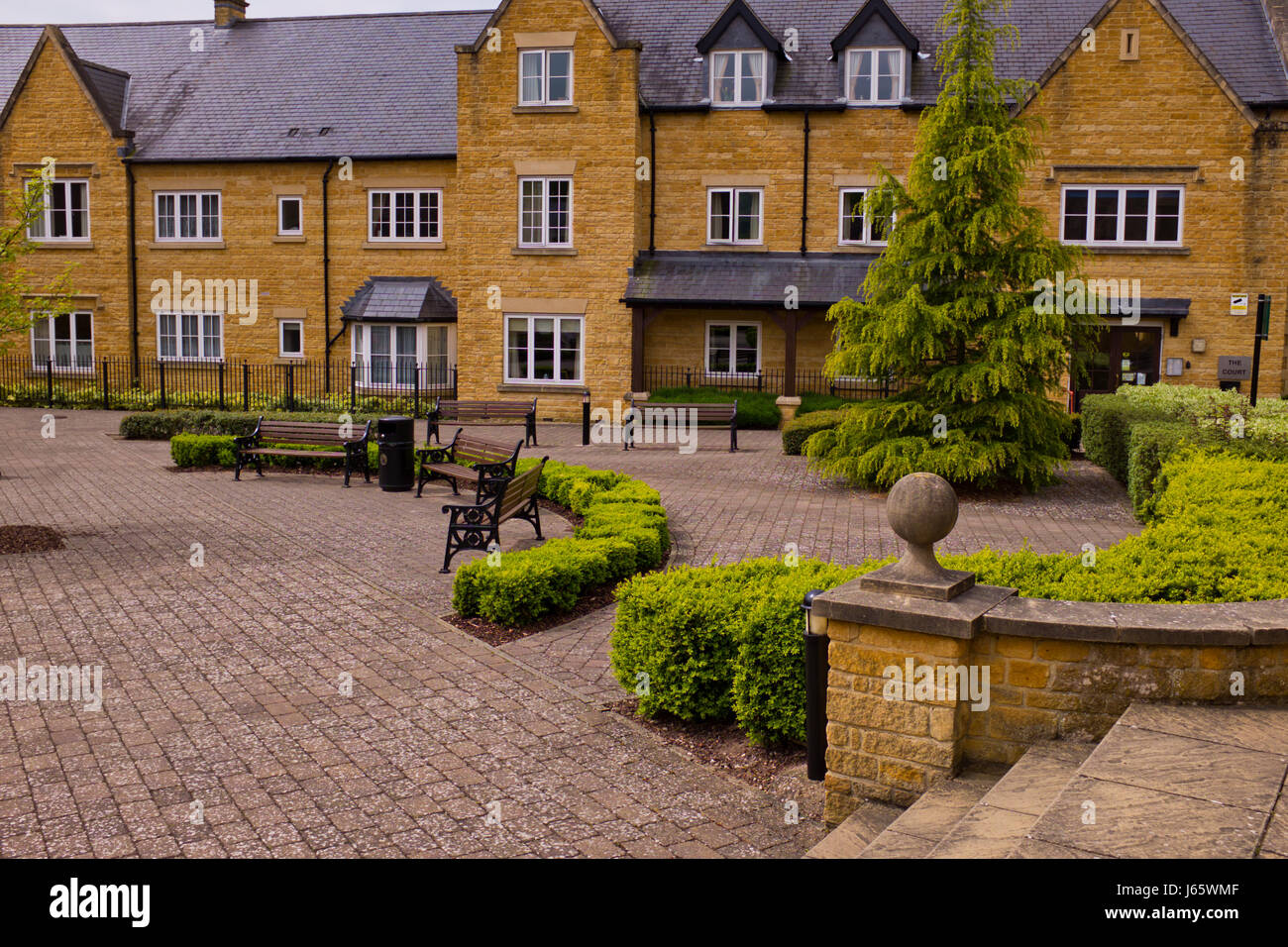 Broadway, alte Cotswold Dorf mit Hotel Lygon arme alte Einrichtung und Innenausstattung, Gärten. Alten Cotsworld Stone Villa, Landhaus, High Street, Deli, UK Stockfoto