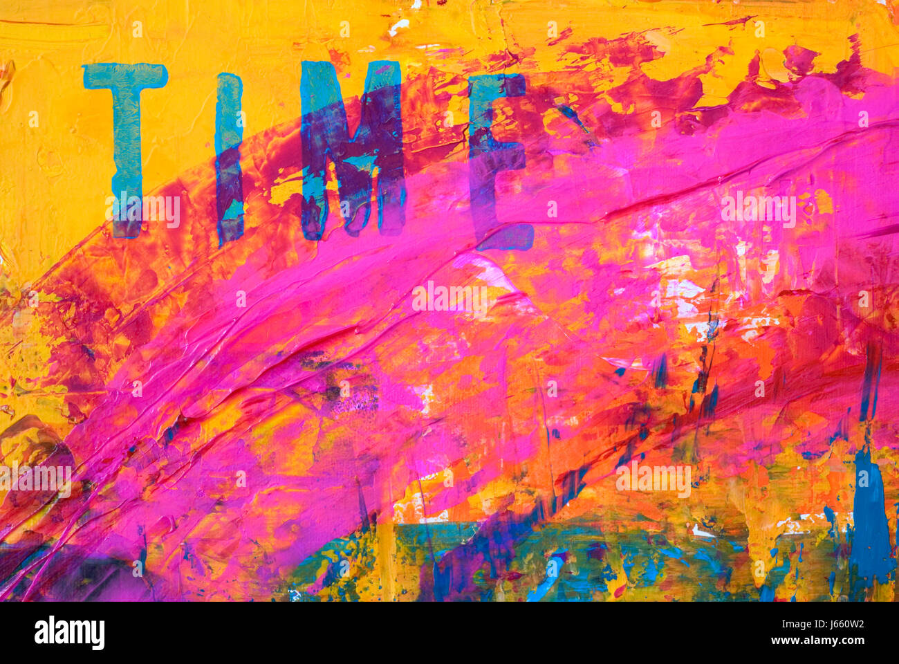 Kunst moderne moderne Malerei Datum Zeit Zeit Angabe abstrakte Textfarbe Stockfoto