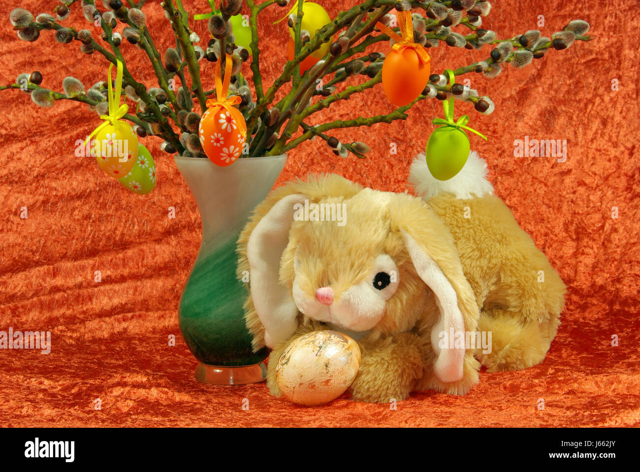 Hase Osterhase Vase grün Ostern Hase verzweigen Osterei Osterhase Ei Stockfoto