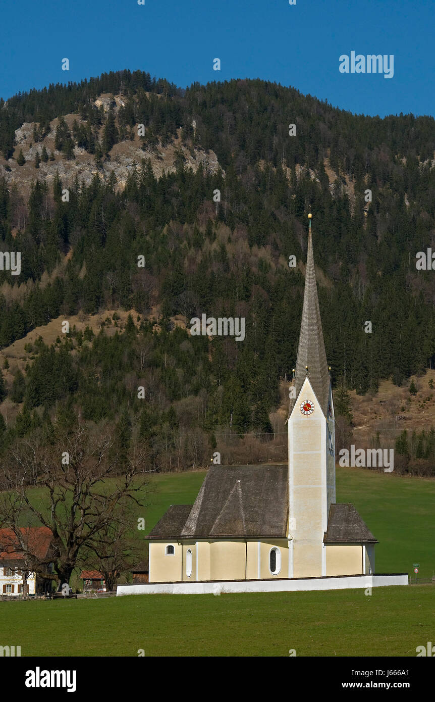 historische Kirche Bayern Deutschland Bundes Republik Kirchturm Oberbayern Stockfoto