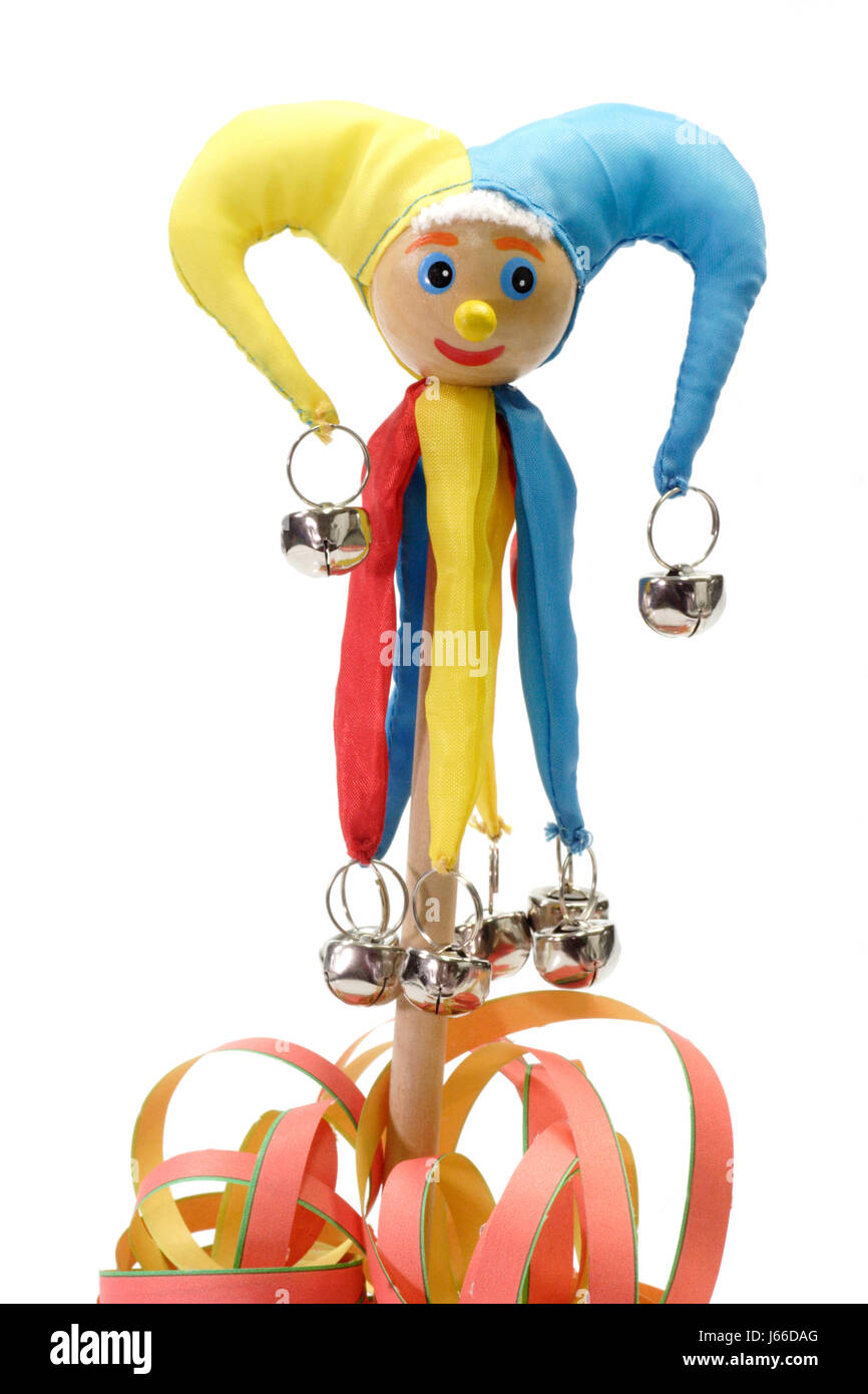 farbige bunte wunderschöne vielfältige farbenprächtige Spielzeug Puppe Narr Puppe Stockfoto
