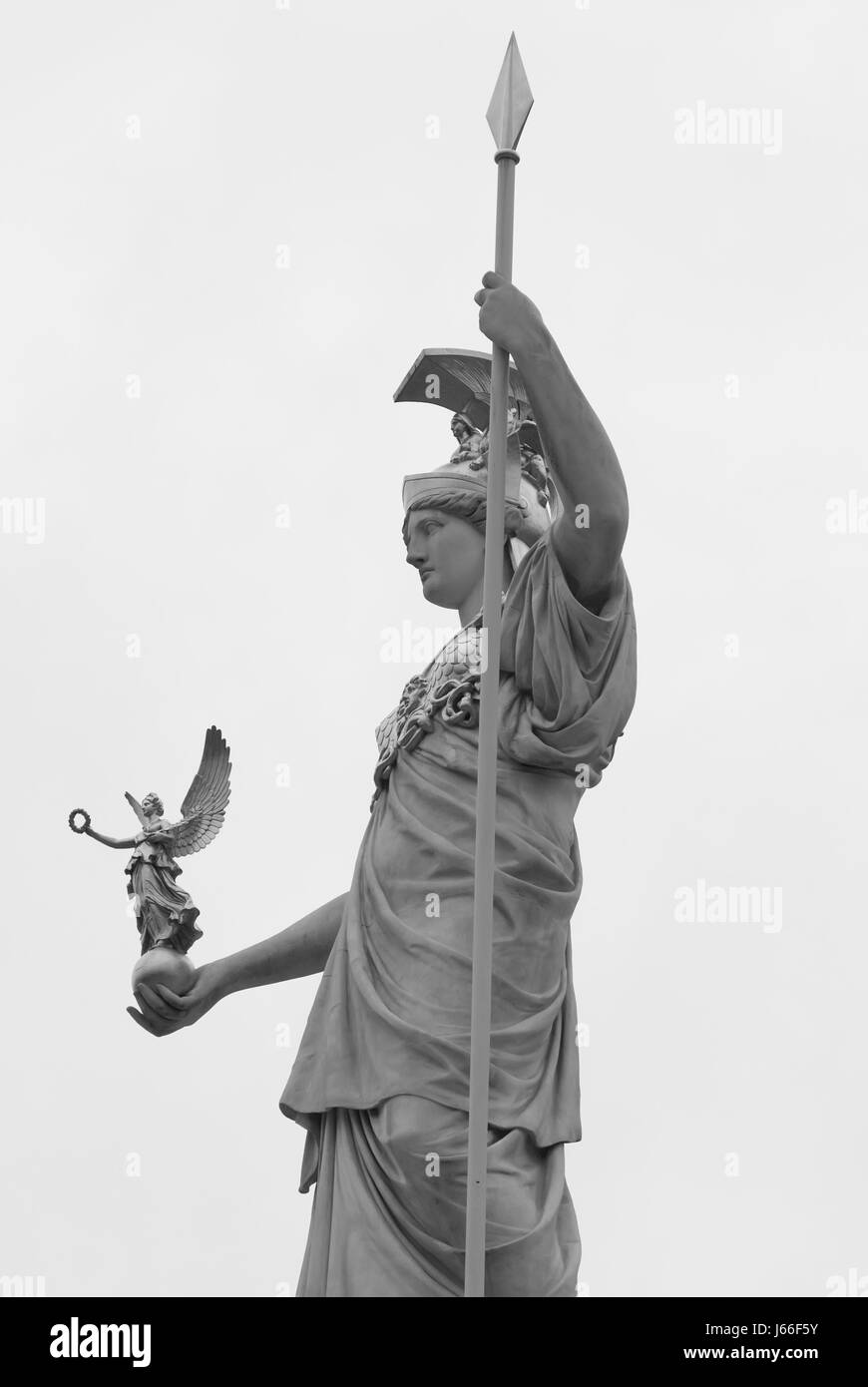 Denkmal Statue Wien Österreich Parlament Skulptur Athena Religion Kultur Stockfoto