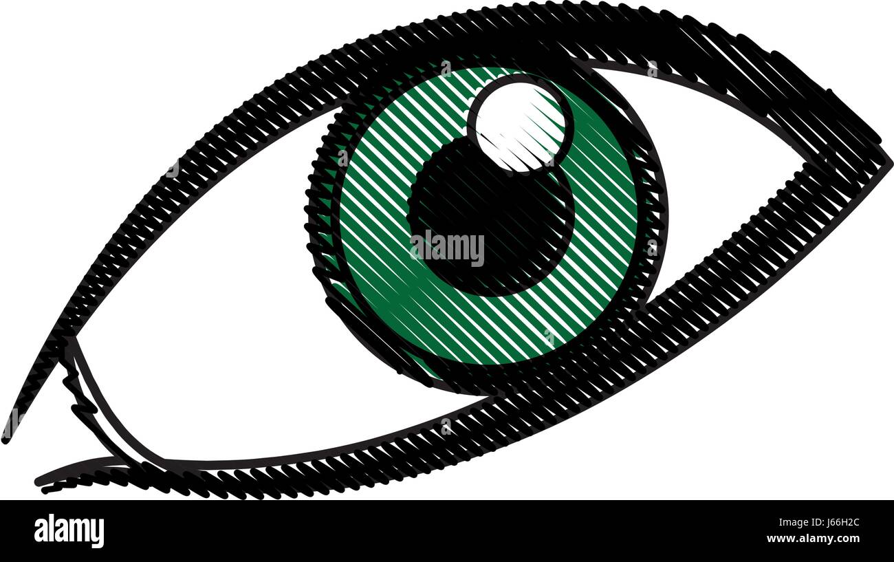 Comic-grüne Augen Blick optischen Stil Stock Vektor