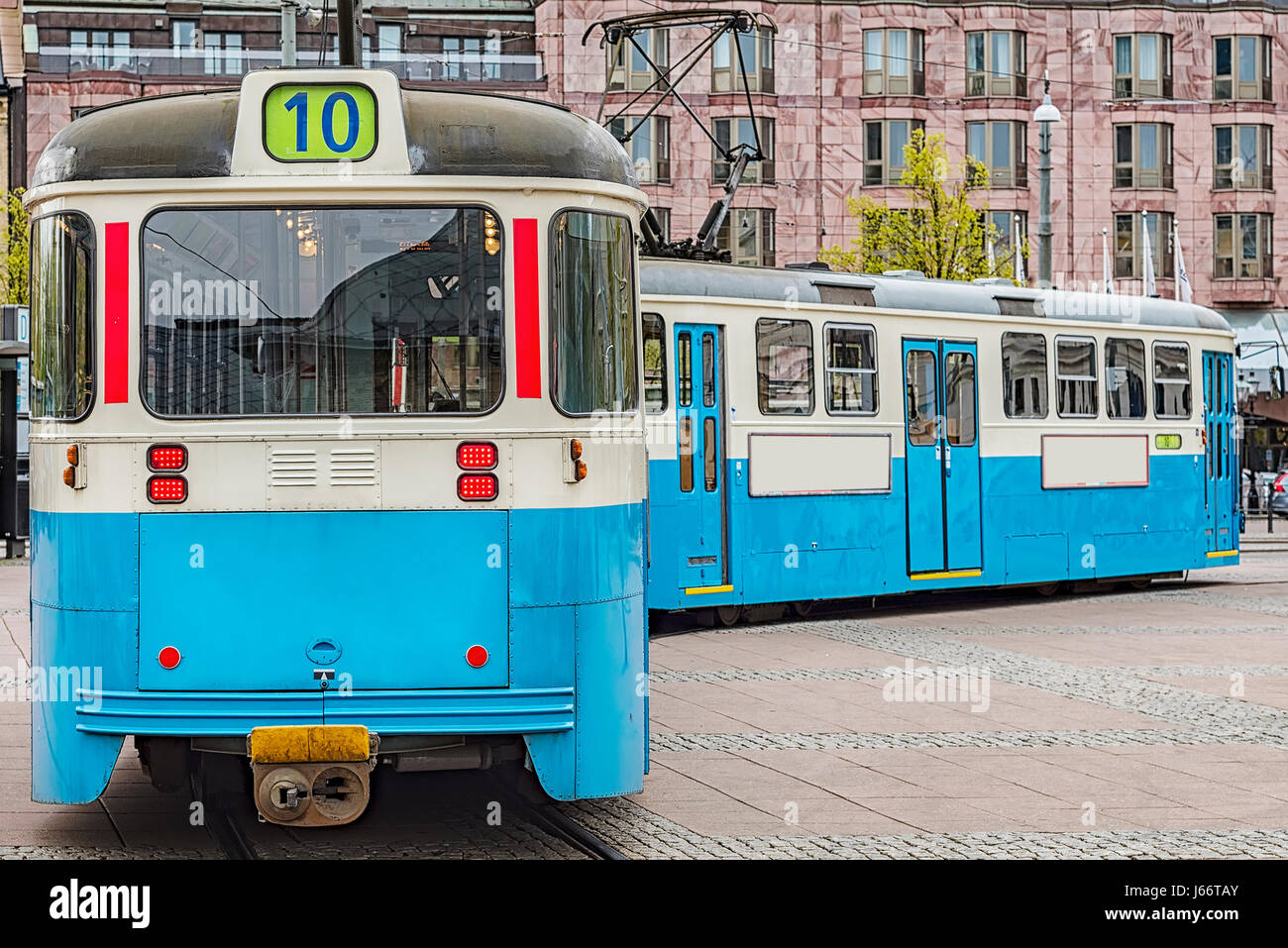 Eines der ikonischen Straßenbahnen von Göteborg in Schweden. Stockfoto