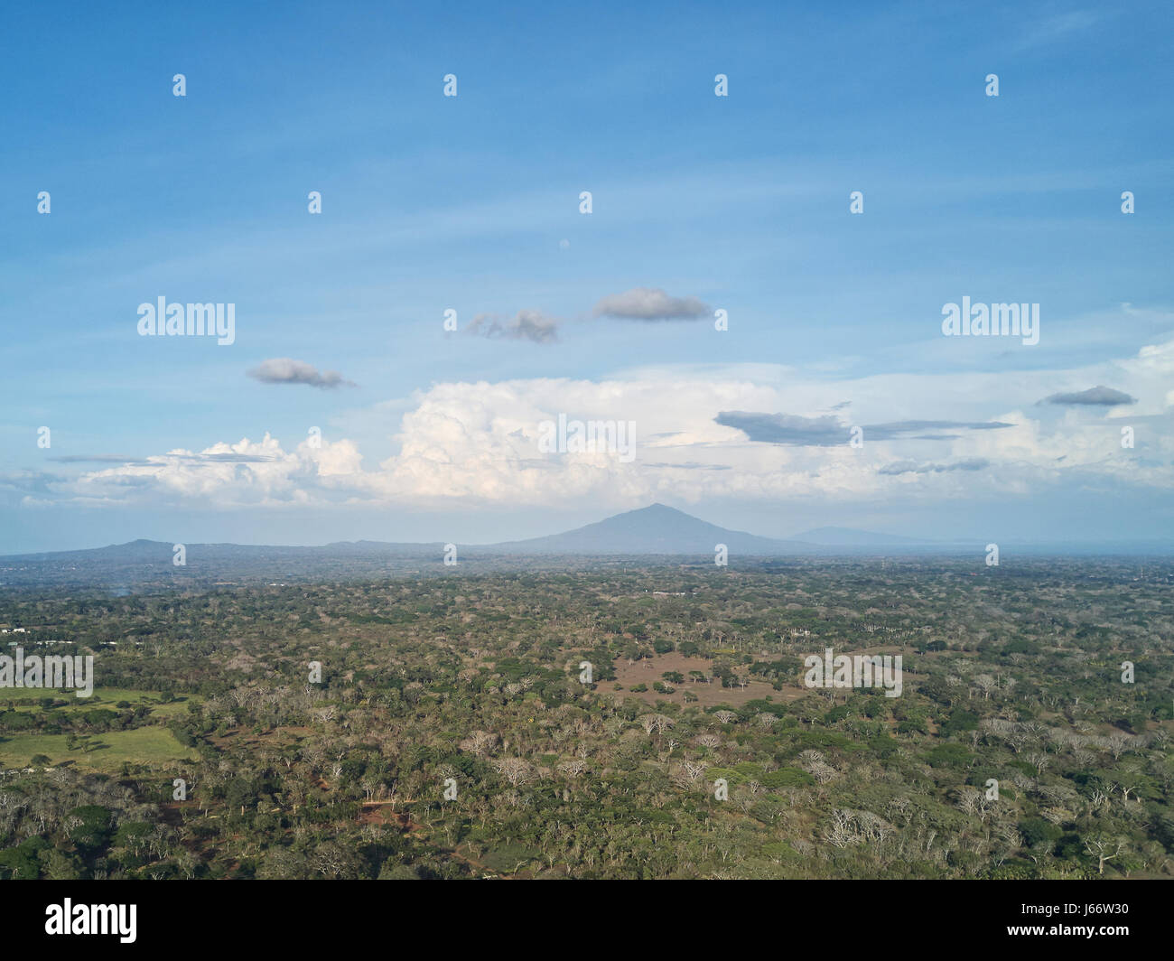 Nicaragua Regenwald Luftbild an hellen Sonnentag. Nicaragua Landschaftsansicht von Drohne Stockfoto