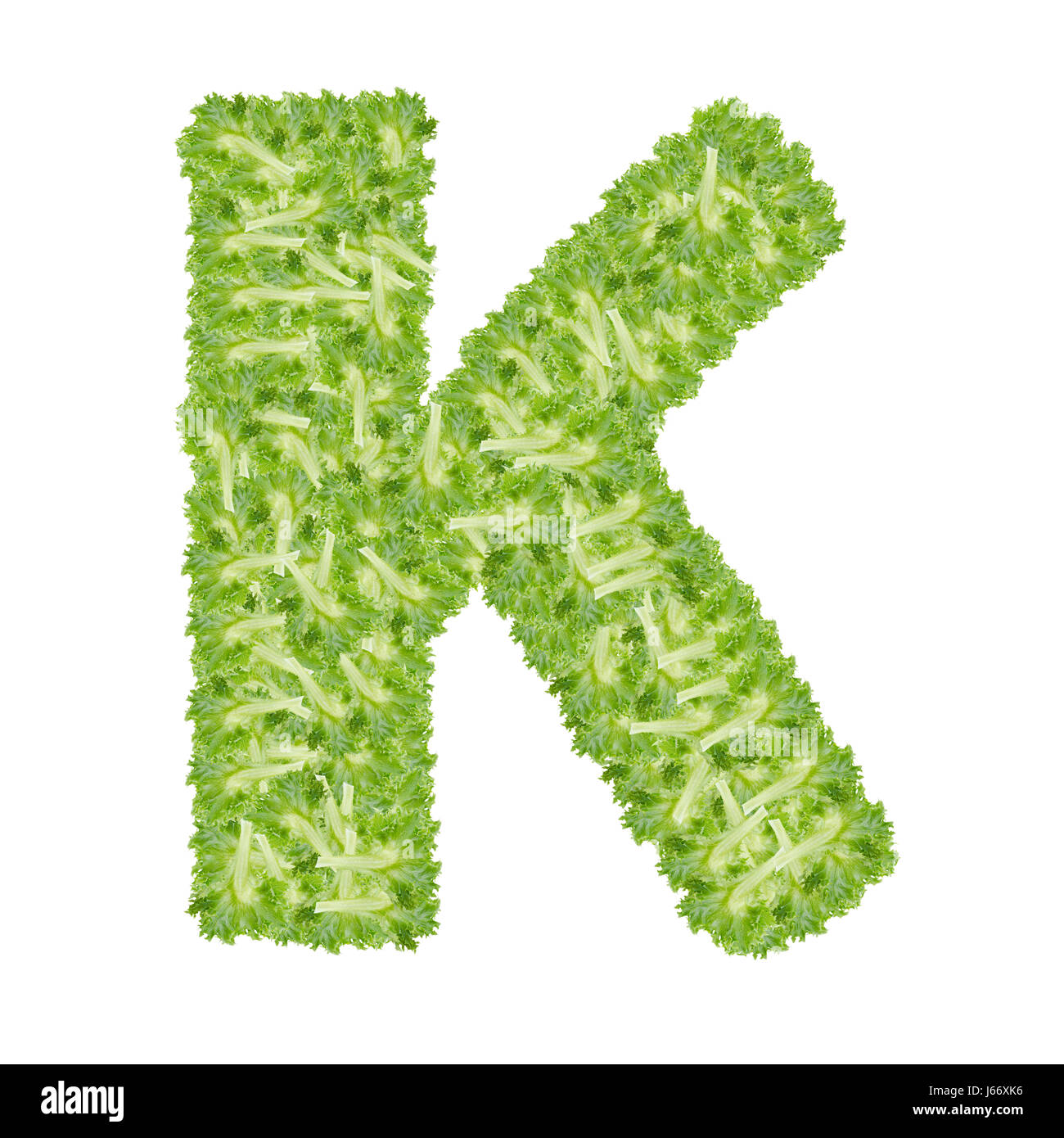 Buchstabe K-Alphabet mit Hydrokultur Blatttyp ABC-Konzept als Logo auf weißem Hintergrund isoliert Stockfoto