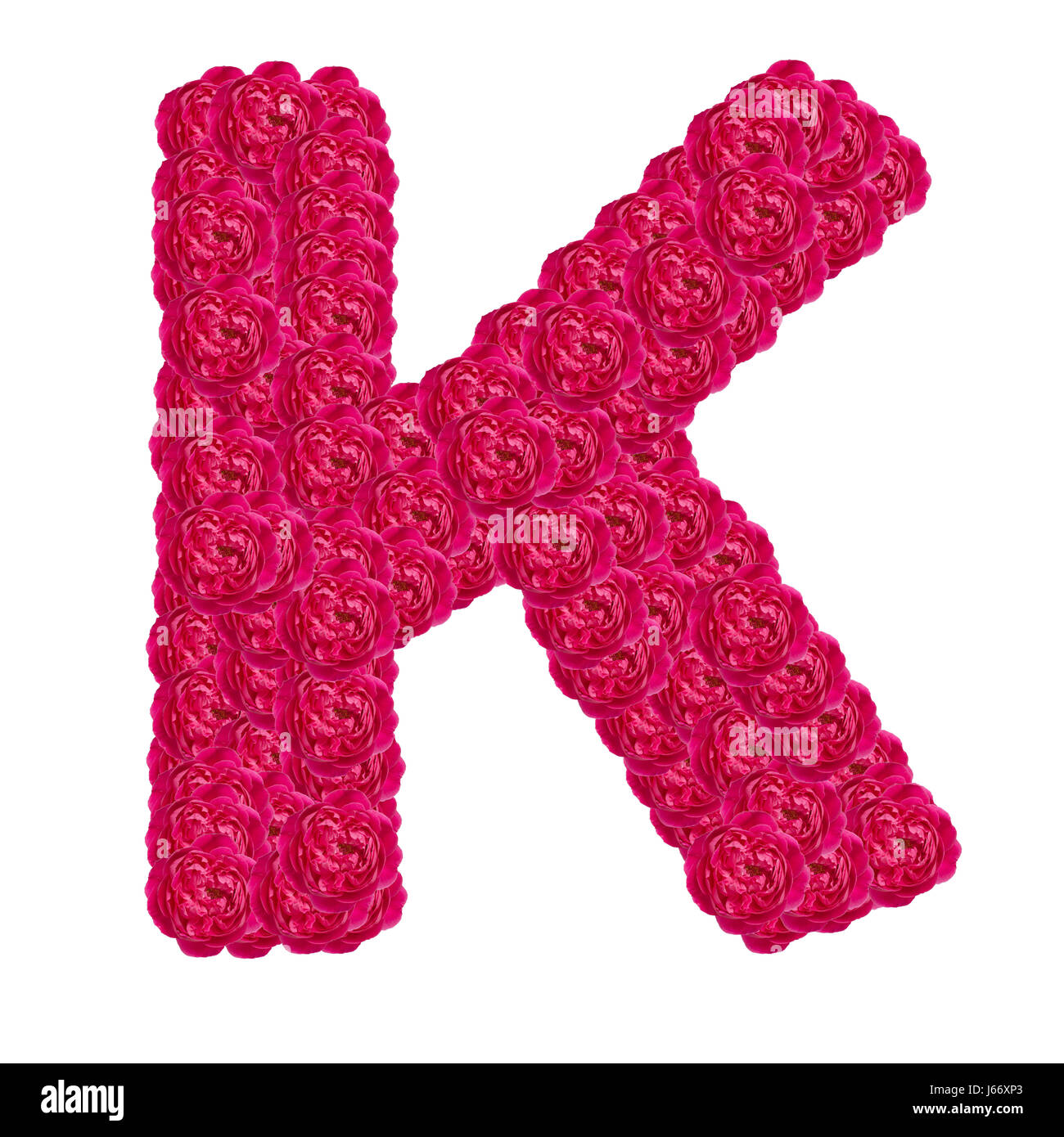 Buchstabe K-Alphabet mit Damast rose ABC-Konzept-Typ als Logo auf weißem Hintergrund isoliert Stockfoto