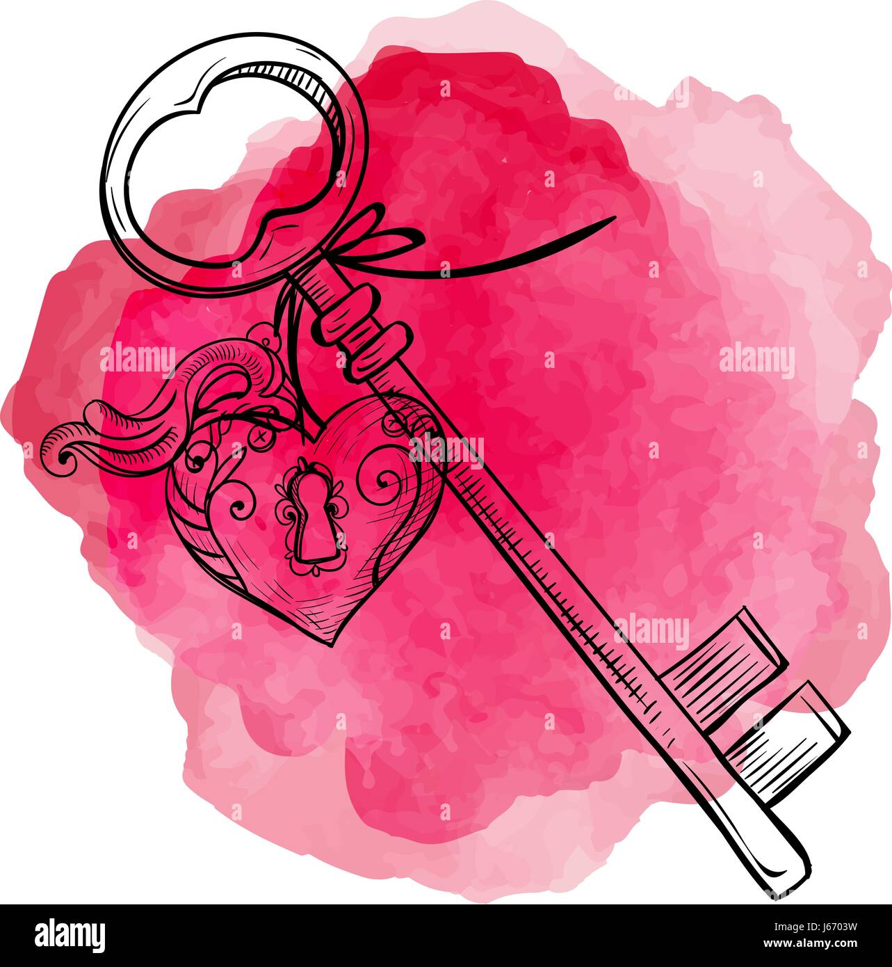 Schlussel Symbol Illustrationen Mit Herz Stock Vektorgrafik Alamy