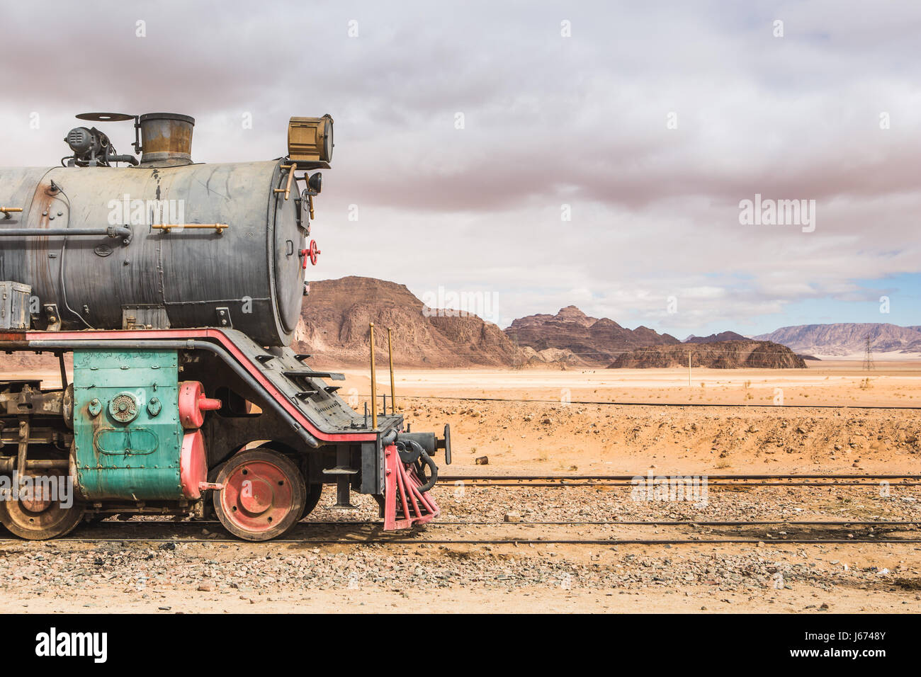 Lok Zug in Wadi Rum Wüste, Jordanien Stockfoto