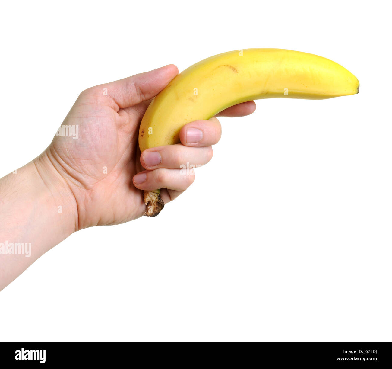 Hand Frucht Banane zeigenden essen Nahrungsmittel Hand süße isoliert Haut Südfrüchte Stockfoto