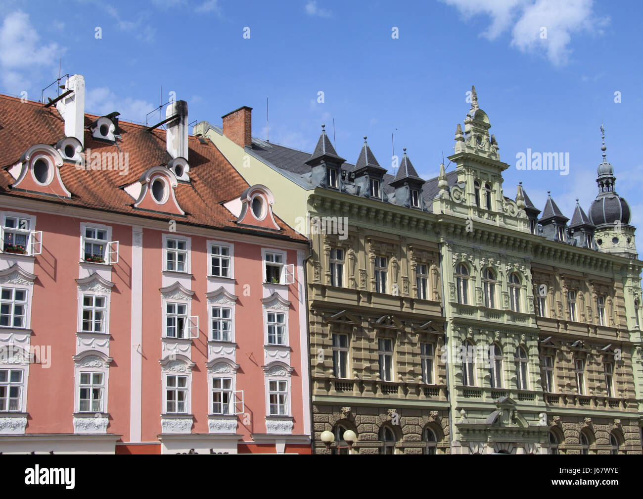 historischen Fassaden in Cheb (Eger) Stockfoto