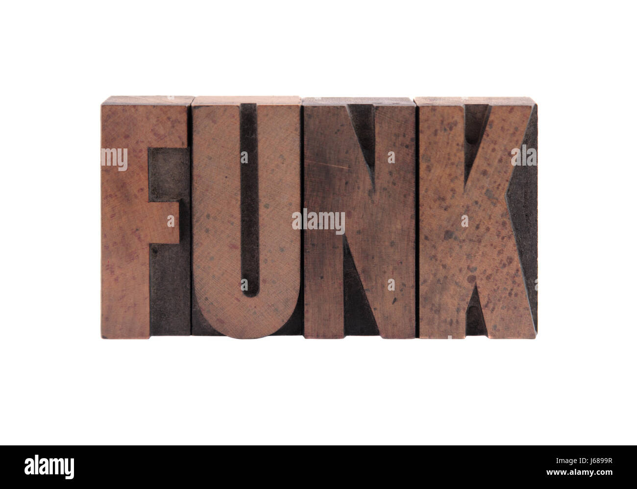 Musik Buchstaben Wort Buchdruck Genre Klassifizierung Kategorie isoliert braun Stockfoto