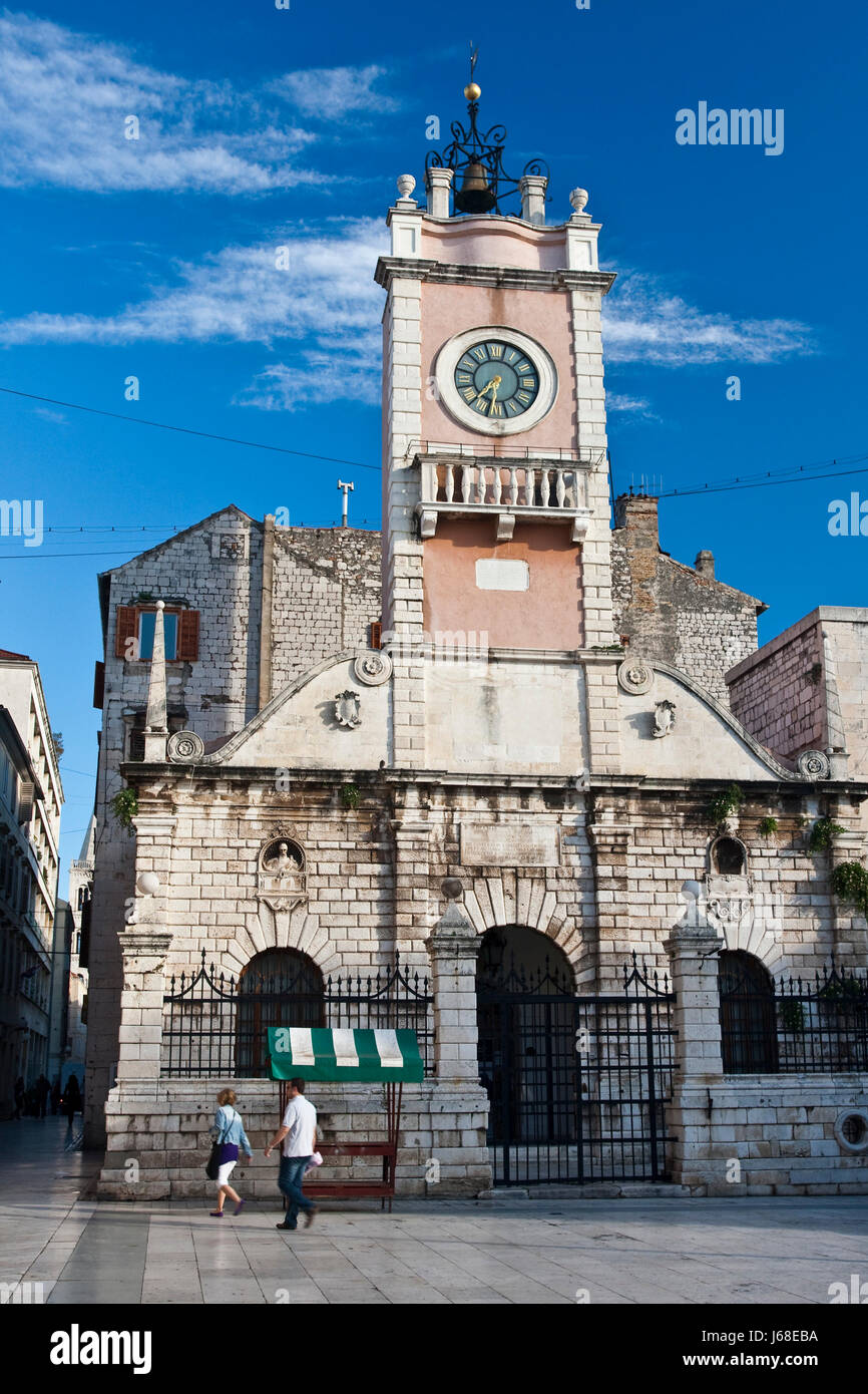 alte Fassade Kroatien mittelalterlichen Gebäude Stadtgebäude Blau Haus Turm des Gebäudes Stockfoto