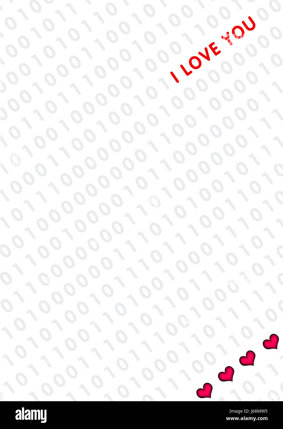 Ich liebe Sie Herz mit roten und Binär-code Stockfoto