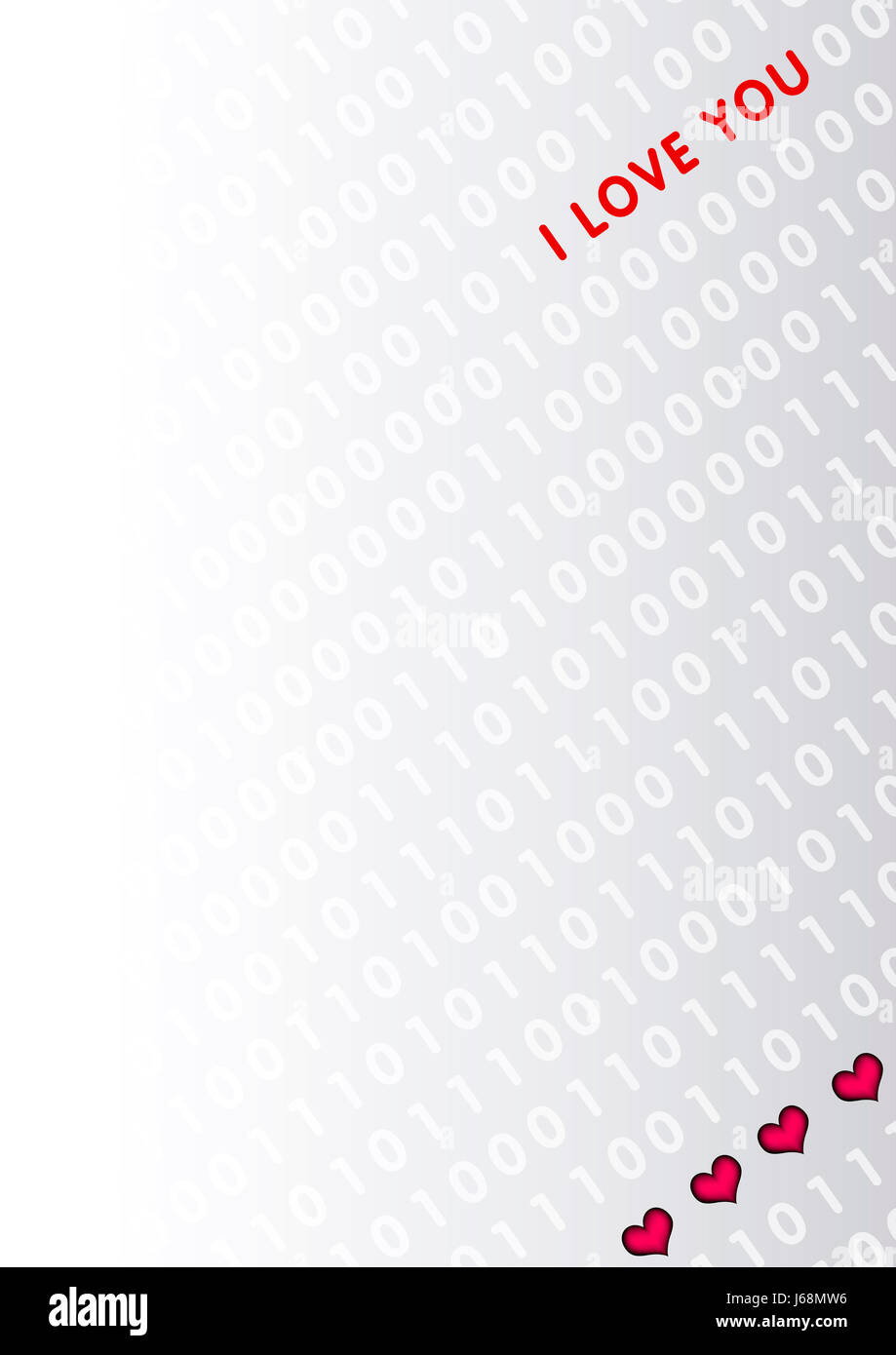 Ich liebe Sie Herz mit roten und Binär-code Stockfoto