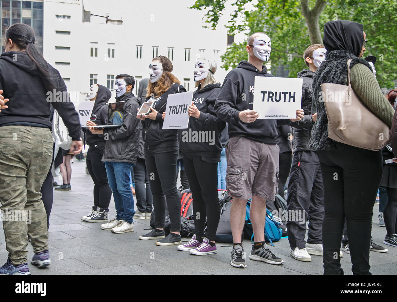 Leicester Square, London, UK. 20. Mai 2017. Anonyme Demonstration. Bildnachweis: Yorkshire /Alamy Live-Nachrichten Stockfoto