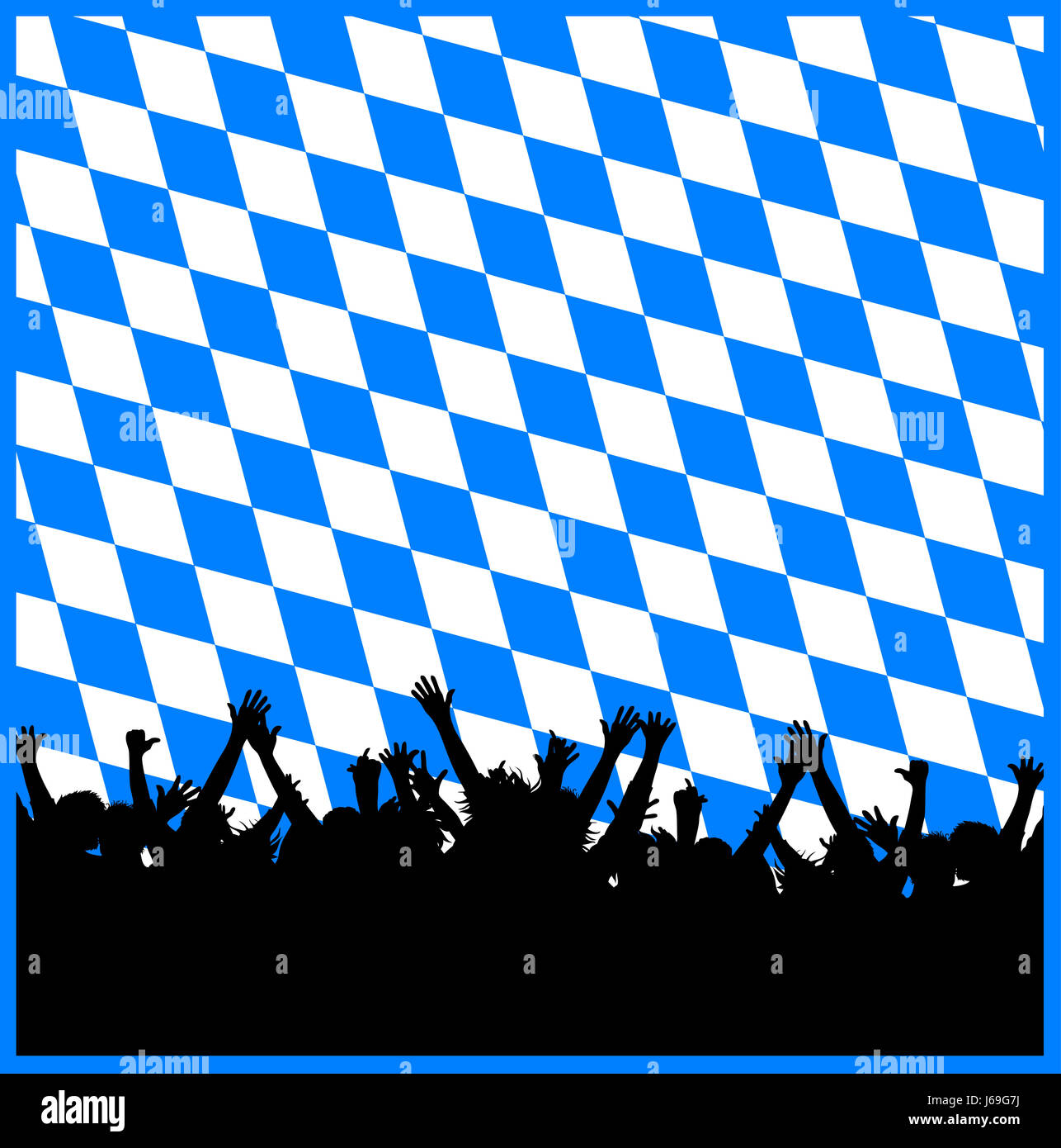 blaue Bayern Flagge Raute Oktoberfest blaue Menschen Menschen Menschen folk Stockfoto