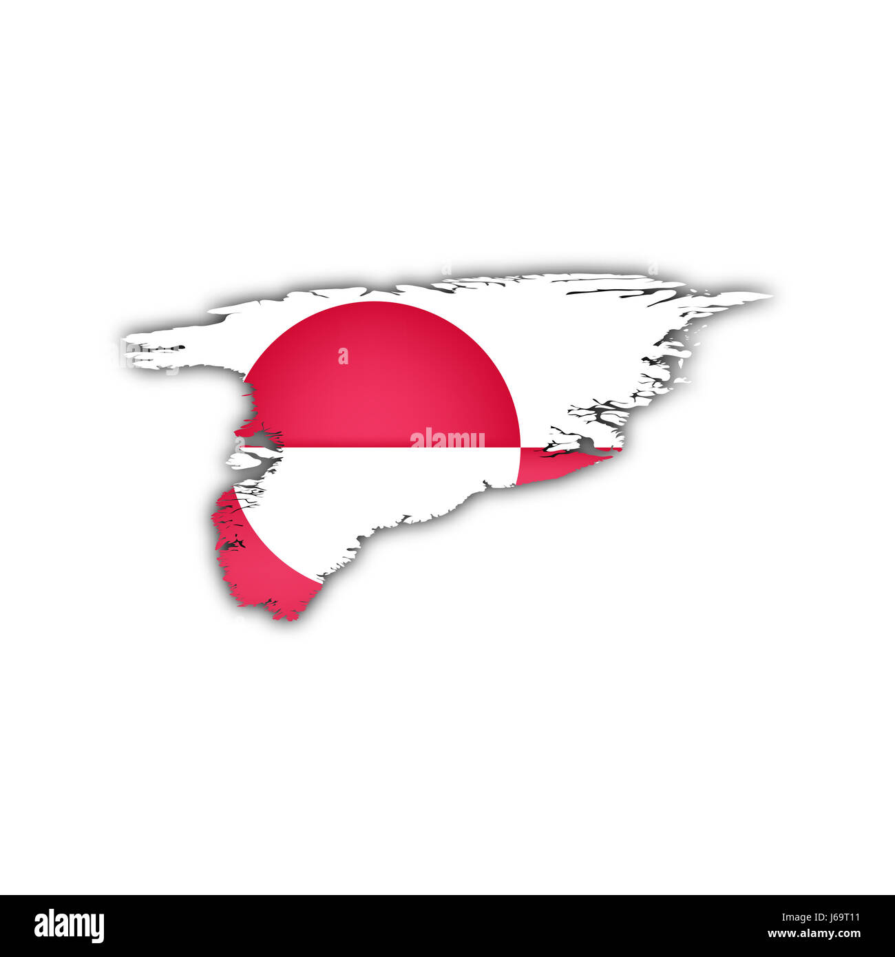 Grönland Amerika Flagge Nord Atlas Karte der Welt reisen Grafik Stockfoto