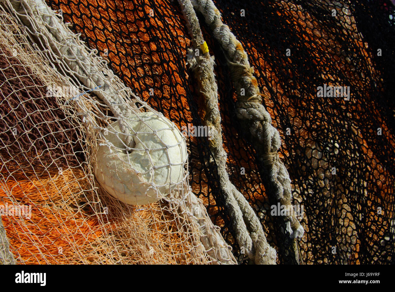 Winkel Fische net Fischen Fischer Netz Netzstrümpfe Garn Angeln net farbig Stockfoto