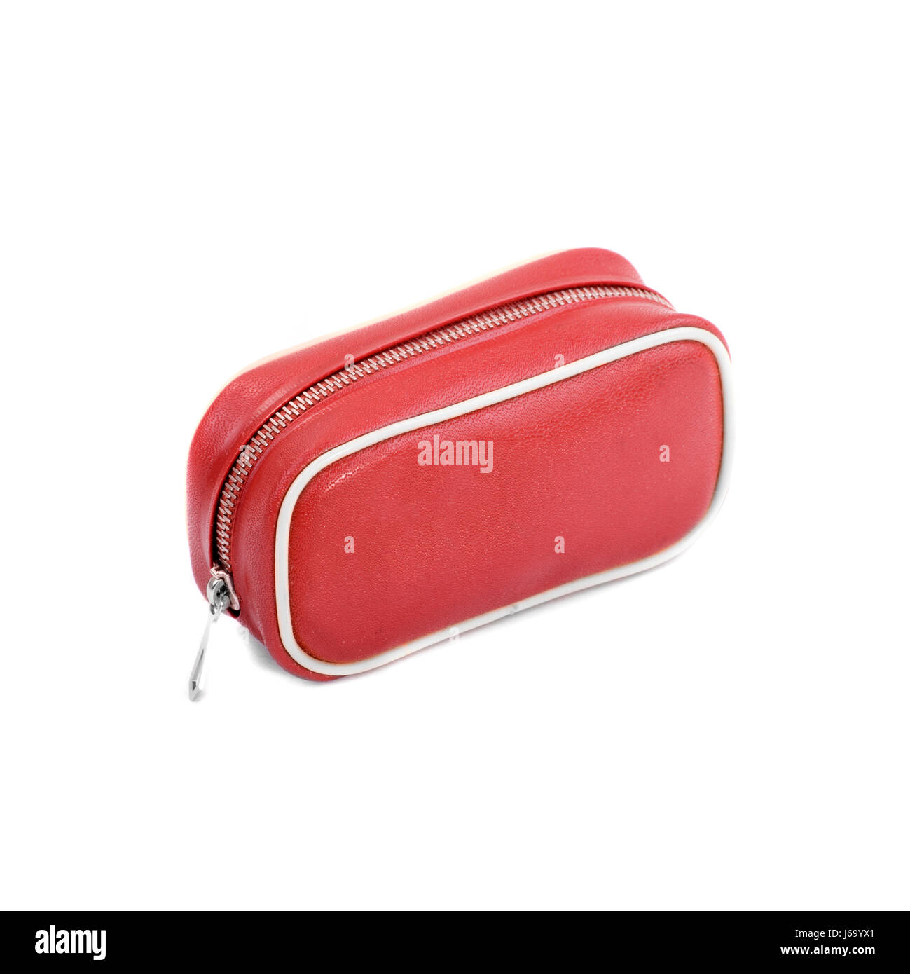 Retro-Halter Tasche mit Reißverschluss Verpackung Verpackung isoliert optional Farbe farbig Stockfoto