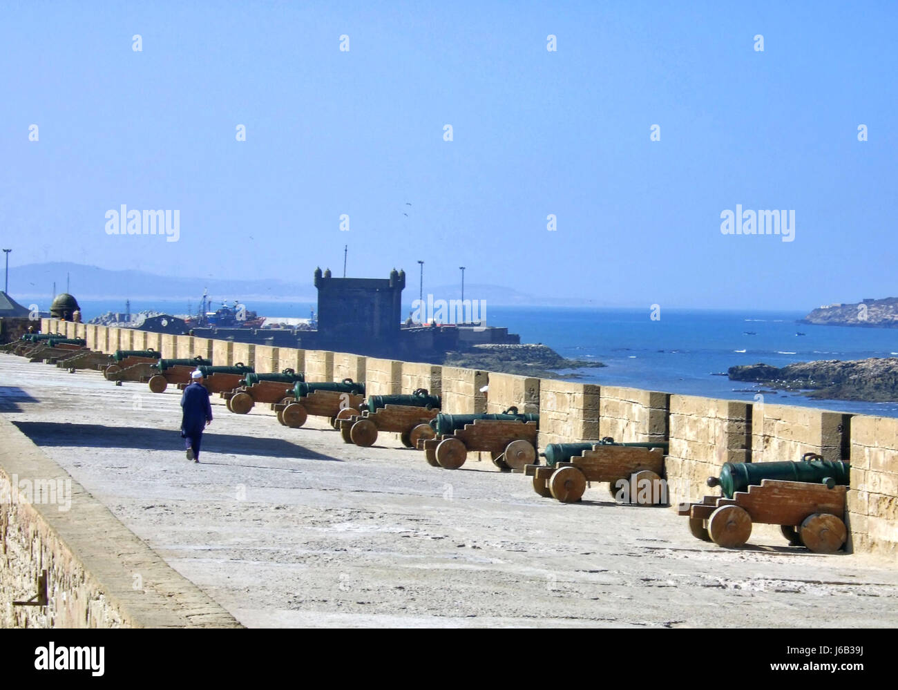 Wand-Küste Festung Marokko Dock mittelalterlichen Waffen Urlaub Urlaub Ferien Stockfoto