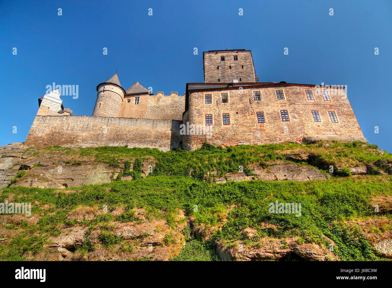 Denkmal Stein mittelalterliche Burg Wahrzeichen alten Schlossturm architektonischen Stockfoto