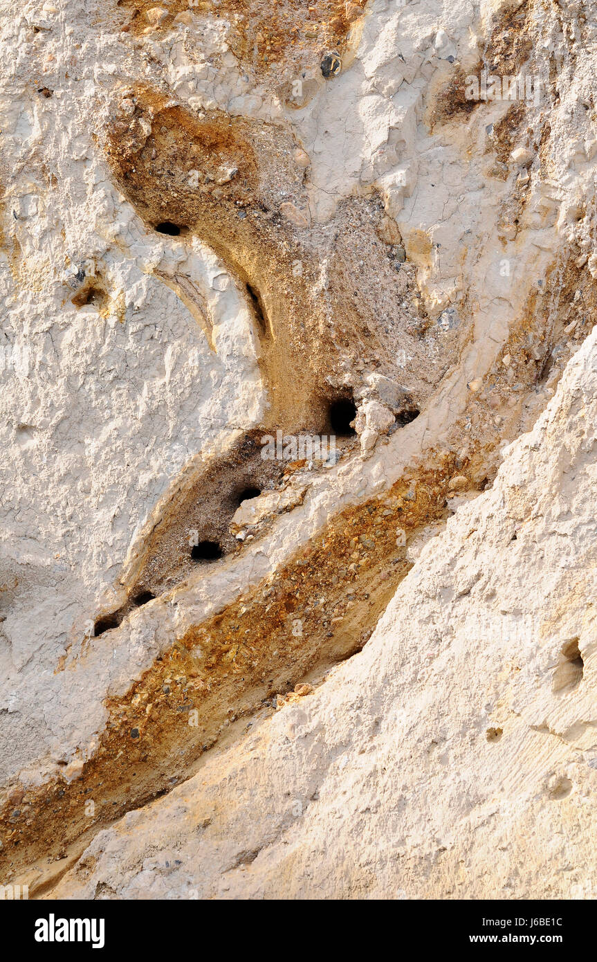 Höhlen schlucken Steilküste Höhlen Swallow Schwalben Bruchkante Wände Sandsteinwand Stockfoto