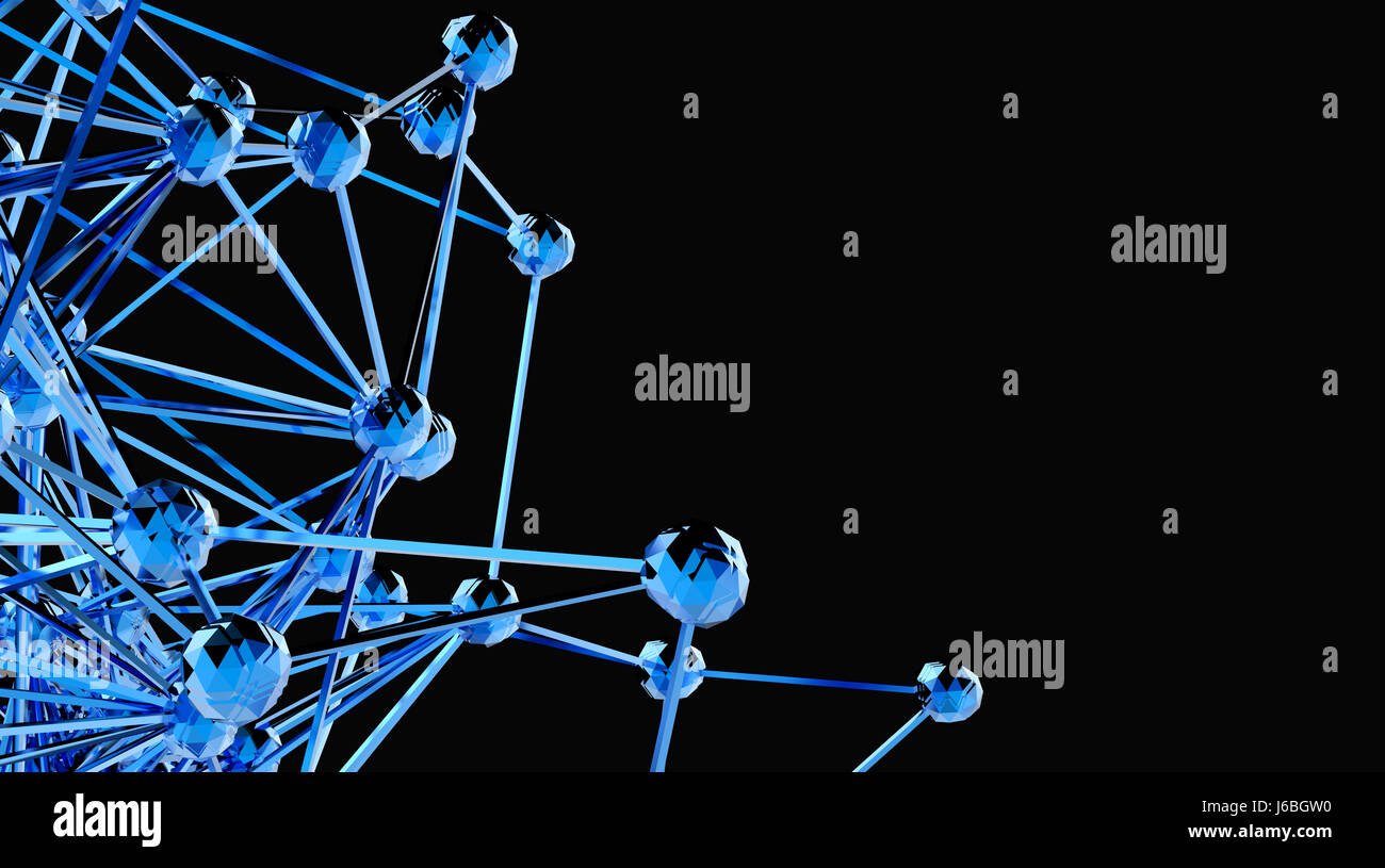 Blockchain Netzwerk Maschine lernen, tief Lern- und neuronale Netze Konzept. Stilvolle abstrakte Technik, Technologie und Wissenschaft. Blaue Eigenfertigung Stockfoto