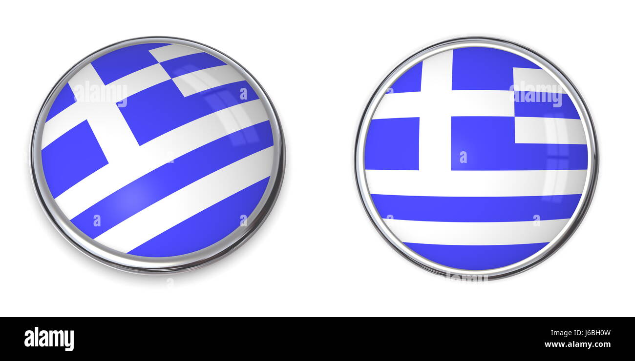 Griechenland griechische Flagge button Banner Abzeichen Pin Aufkleber Sticker Reisen isoliert Stockfoto
