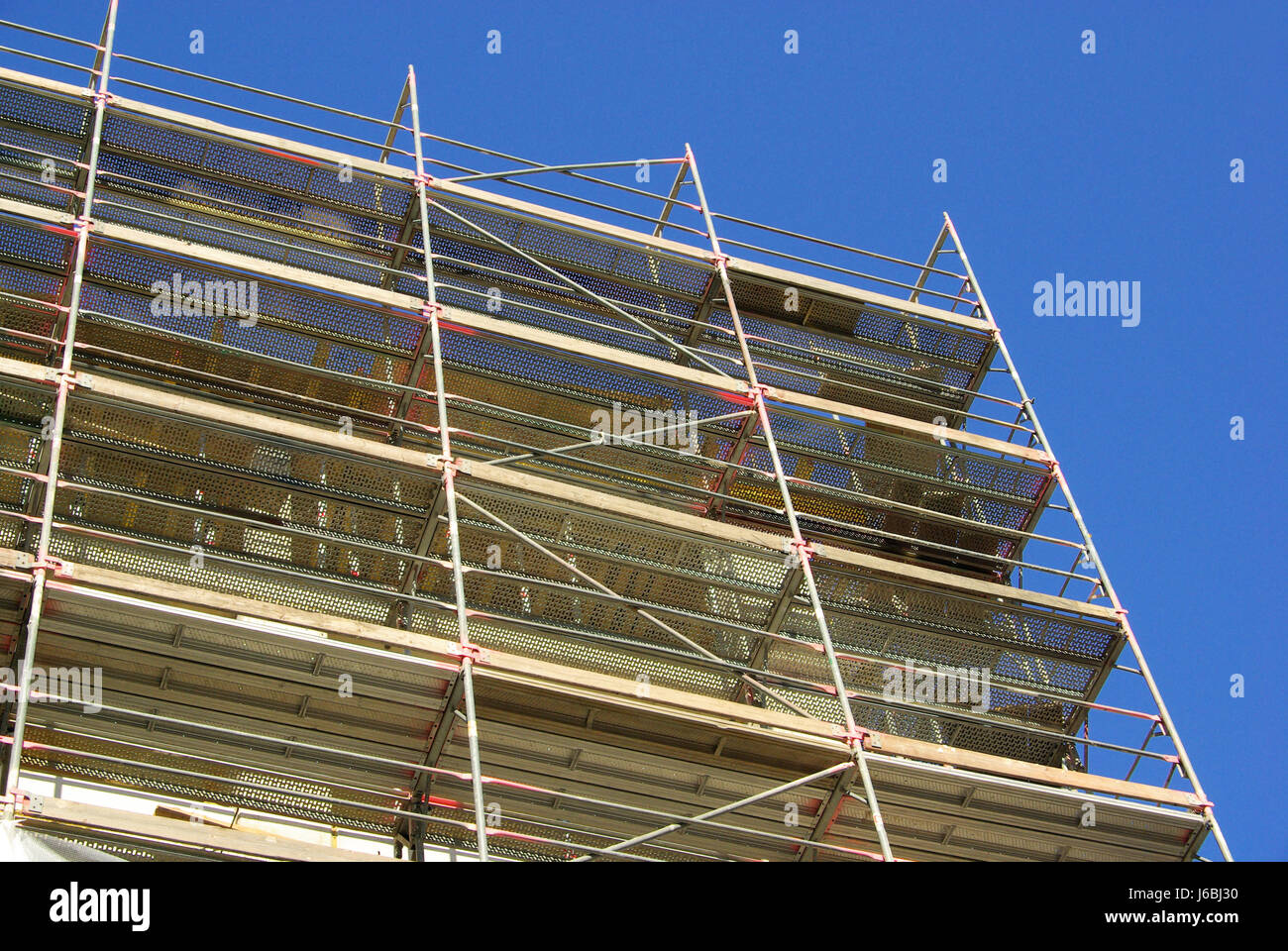 bauen Sie Gerüst Gerüste Bau Arbeit Bewaffnung Bau Website Haus Stockfoto