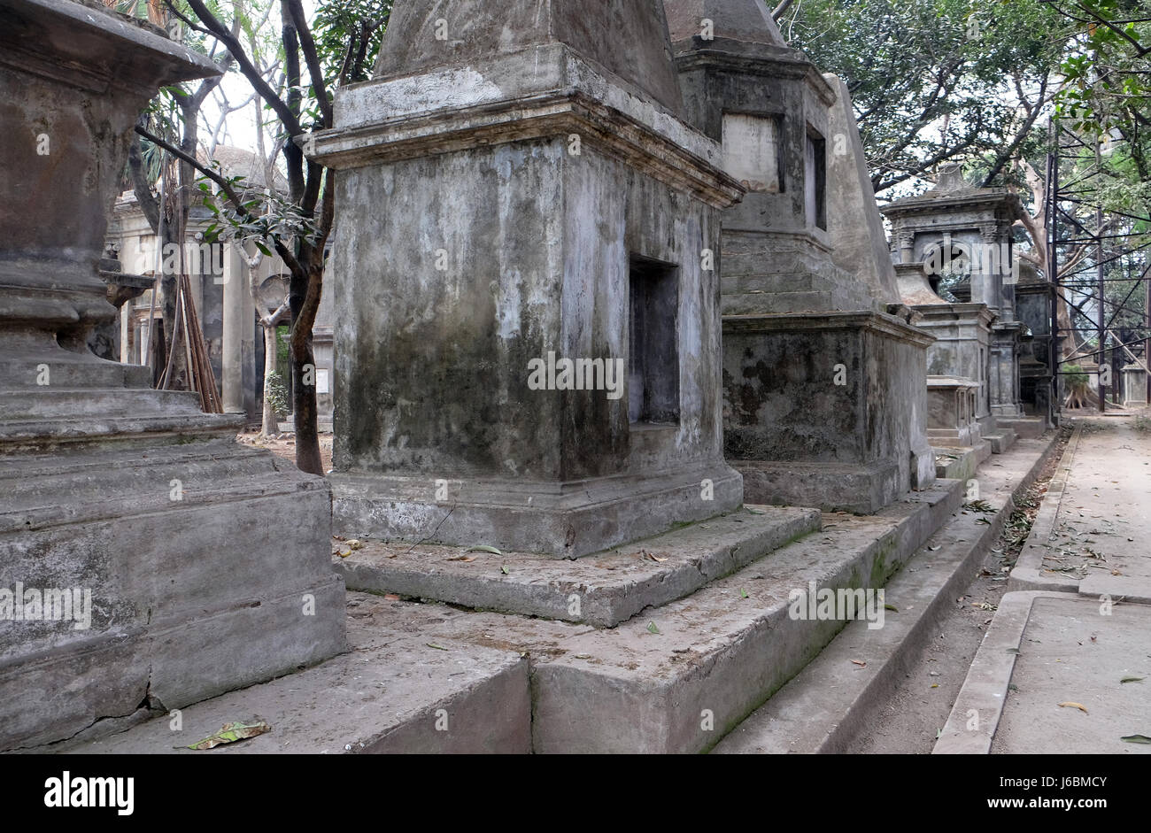 Kolkata Park Street Cemetery, 1767, am 8. Februar 2016 in Kolkata, Indien eröffnet. Stockfoto