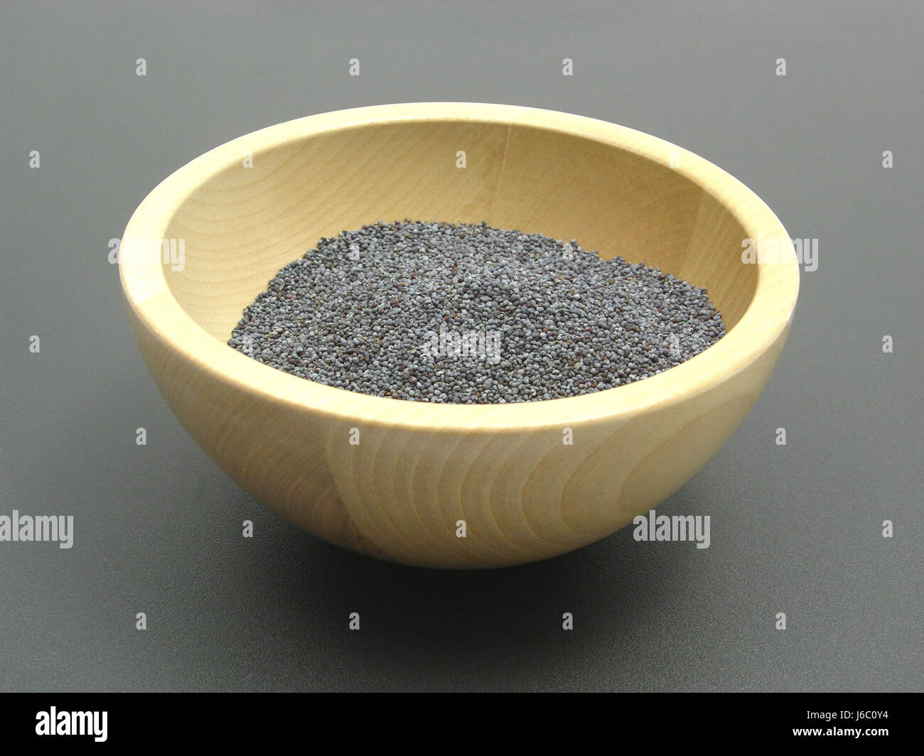 Lebensmittel Nahrungsmittel schwarze dunkelhäutige kohlschwarze tiefschwarze biologische Sperma Mohn Matte schwach Stockfoto