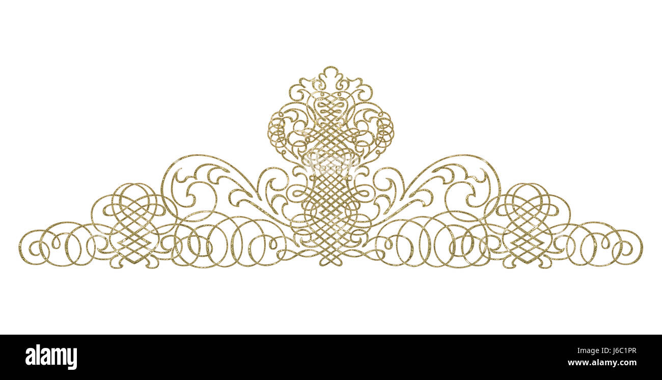 Ornament gold Metall Kalligraphie auseinander extra isoliert isoliert optional emblem Stockfoto