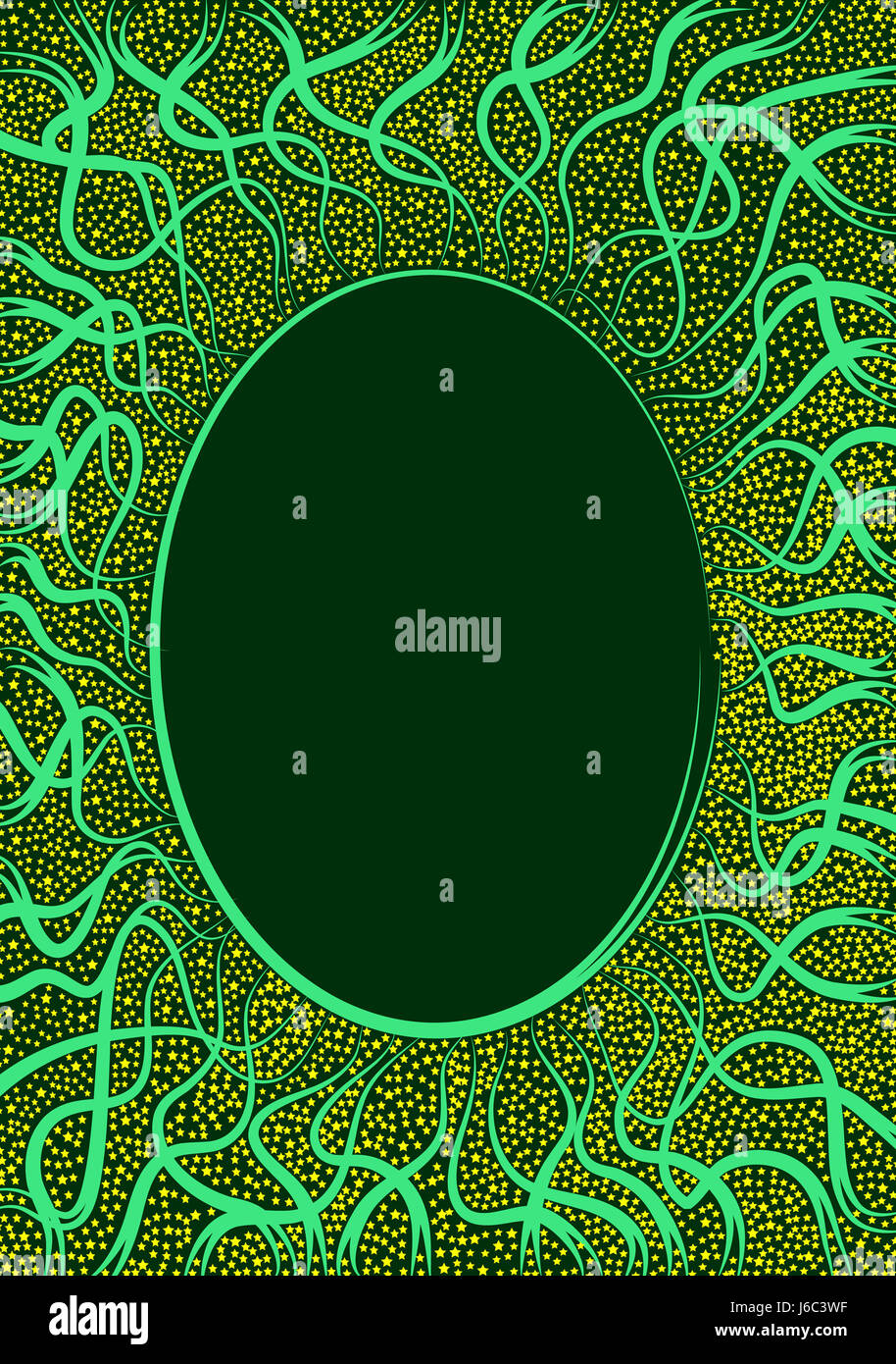 Schwarz Oval mit grünen Strahlen Stockfoto