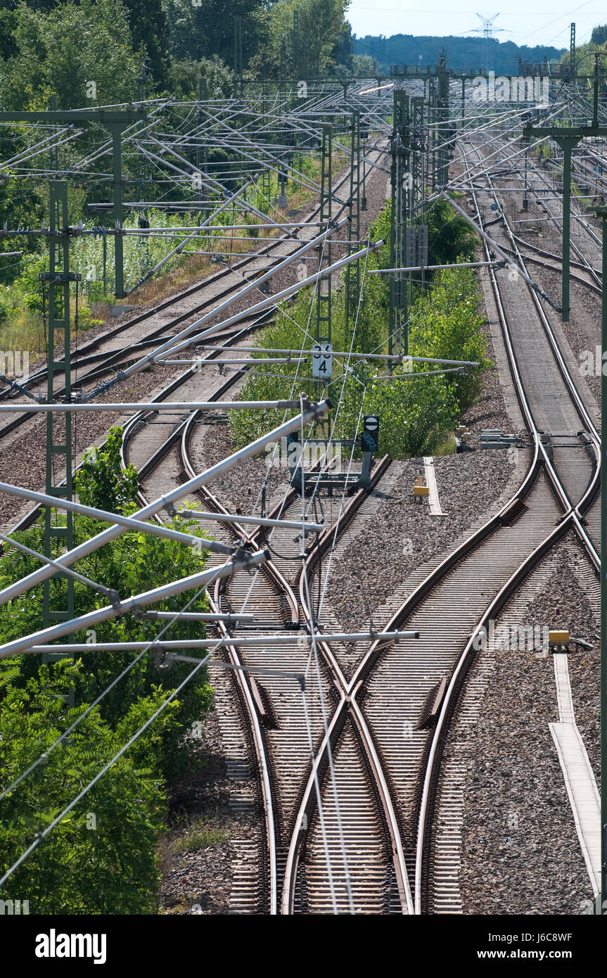 Gleisanlagen mit crossover Stockfoto