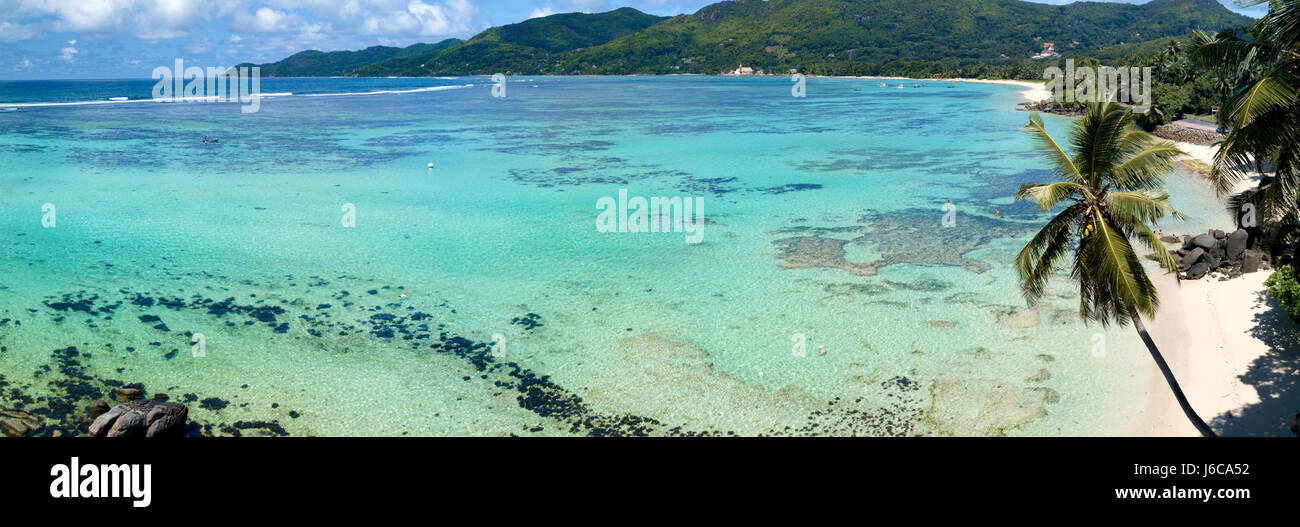 Luftaufnahme der Anse Royale, Mahe, Seychellen Stockfoto