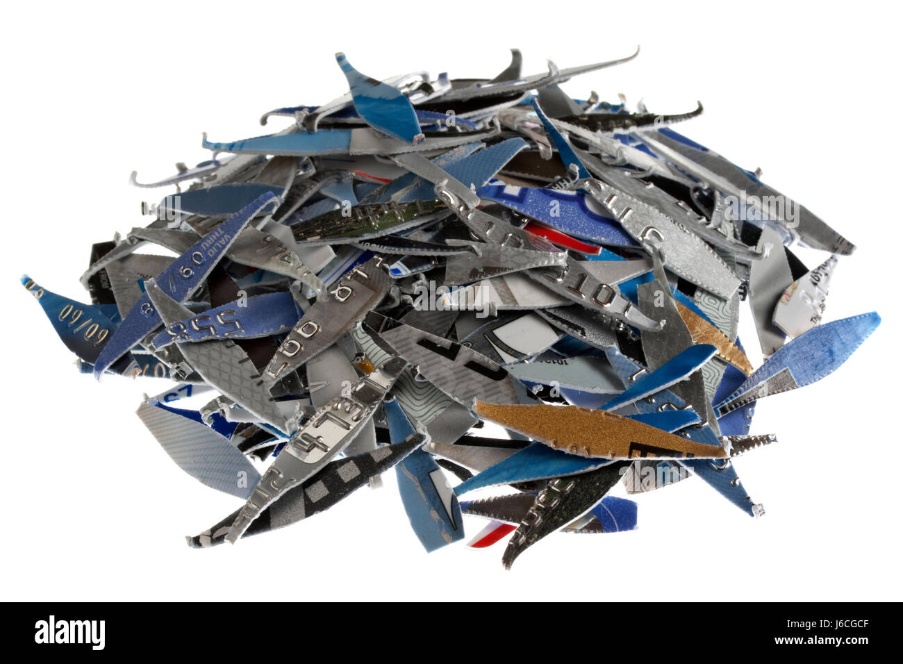 Schneiden Sie Finanzen synthetischen Material Plastikkarte Kredit horizontale Papierkorb-Kreditkarte Stockfoto